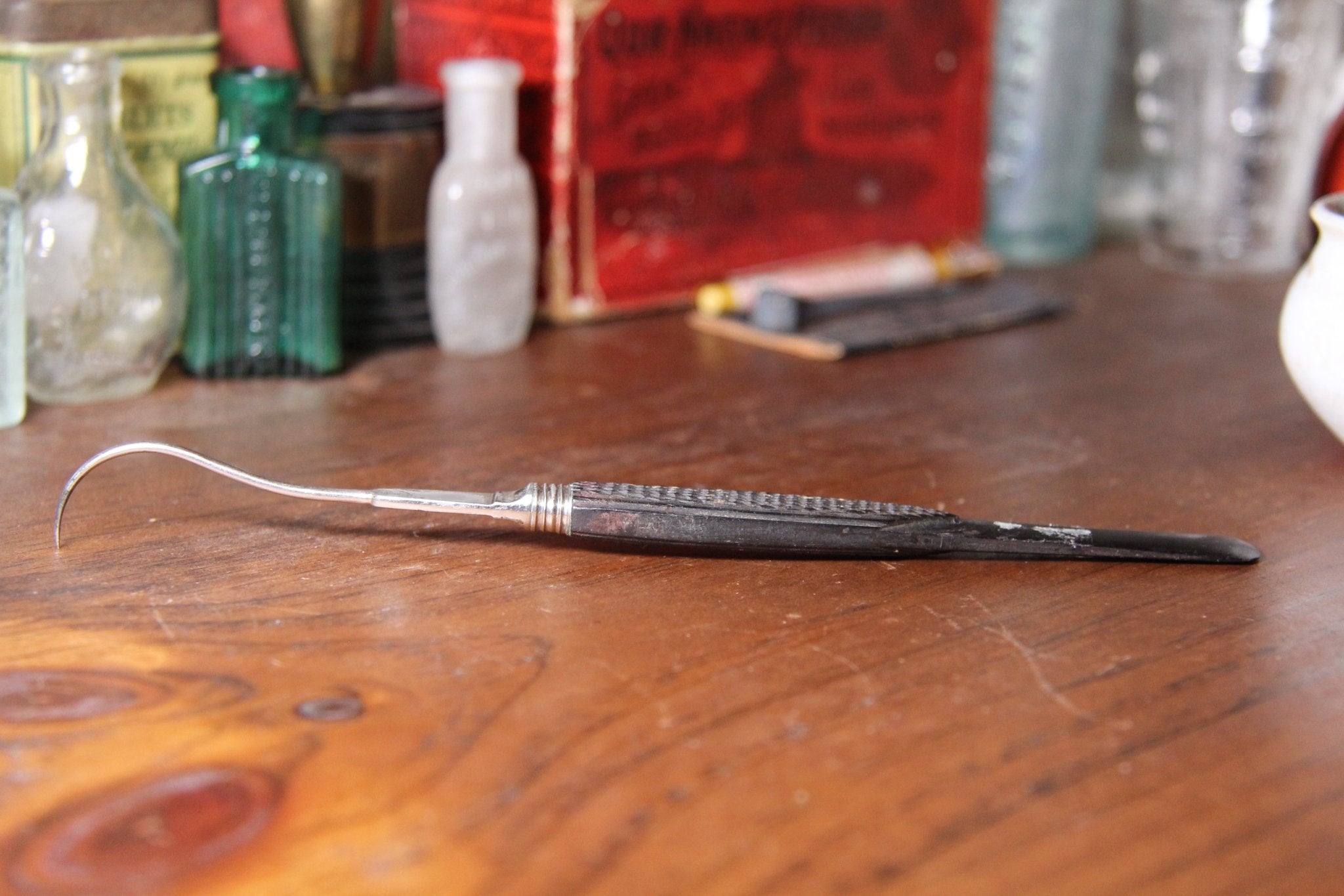 1800s Dental Pick, Ebony Wood - Exquisite Dark Curio