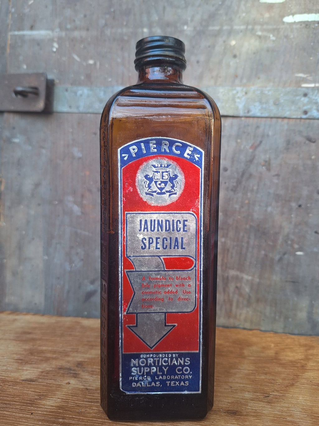 1930's Pierce Embalming Bottle Morticians Supply Co - Exquisite Dark Curio