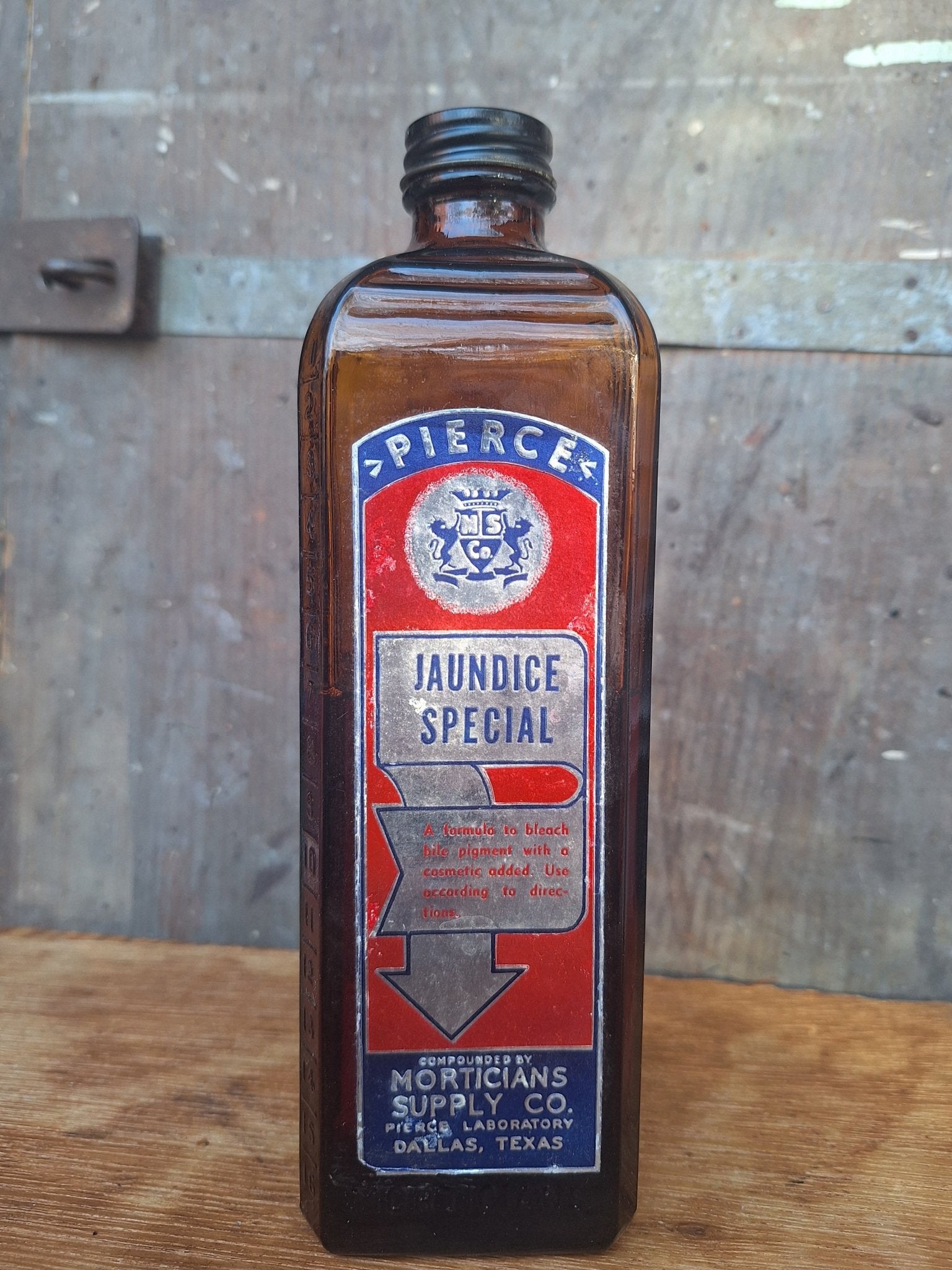 1930's Pierce Embalming Bottle Morticians Supply Co - Exquisite Dark Curio