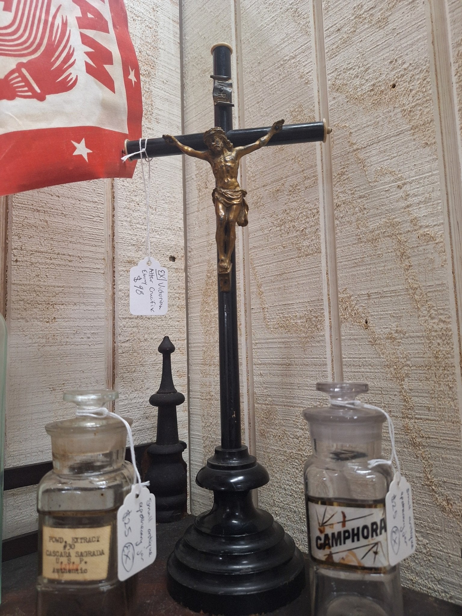 19th Century Ebony Altar Crucifix - Exquisite Dark Curio