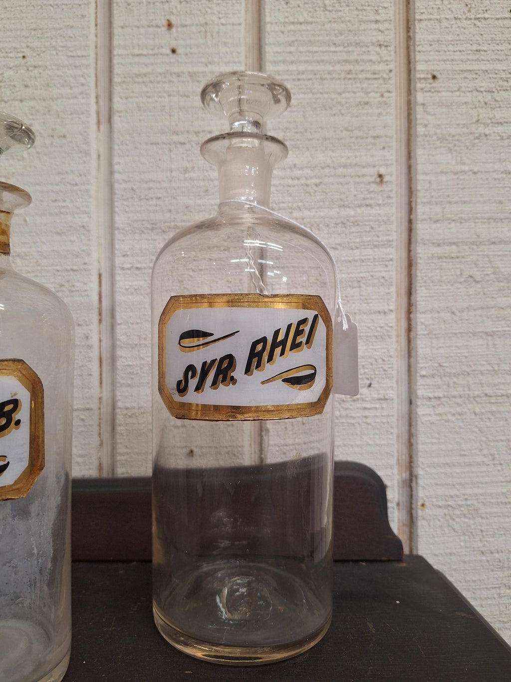 19th Century LUG Apothecary Jar Pontil Bottom - Syr. Rhei - Exquisite Dark Curio