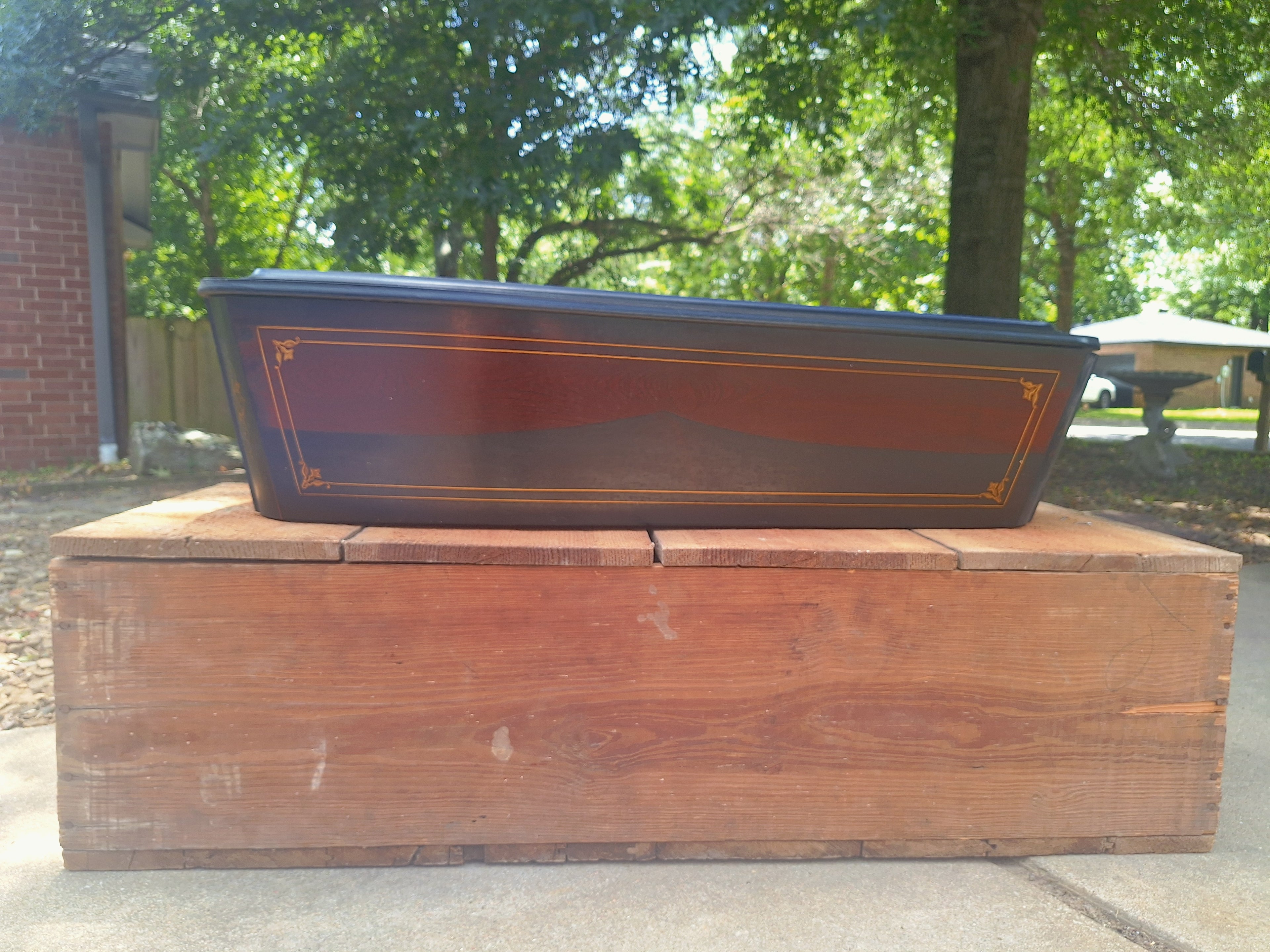 1800's 19th Century Baby Toe Pincher Coffin | Hand Painted Accents