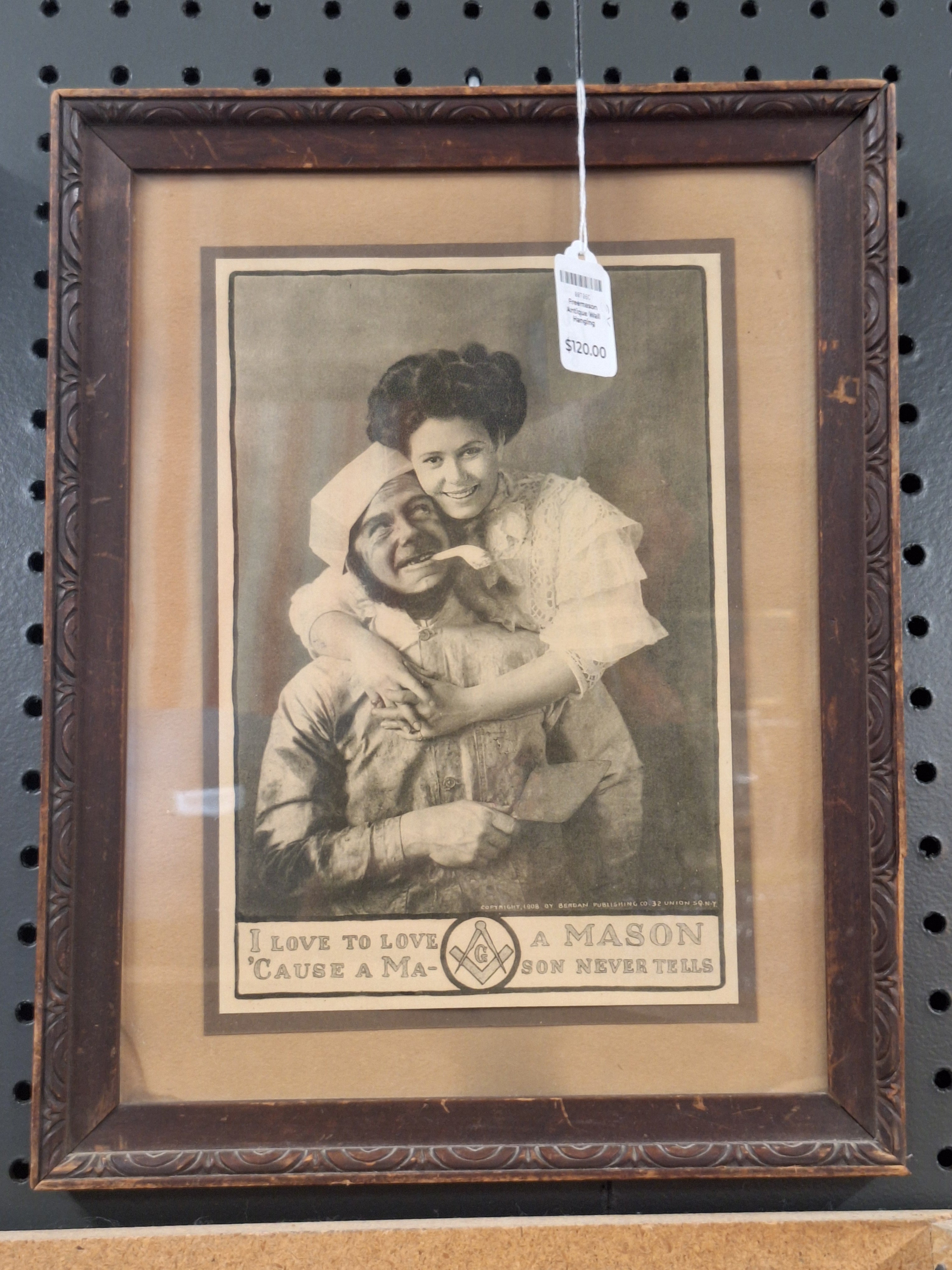 Antique Freemason Picture - "I love to love a Mason, Cause a Mason never tells"