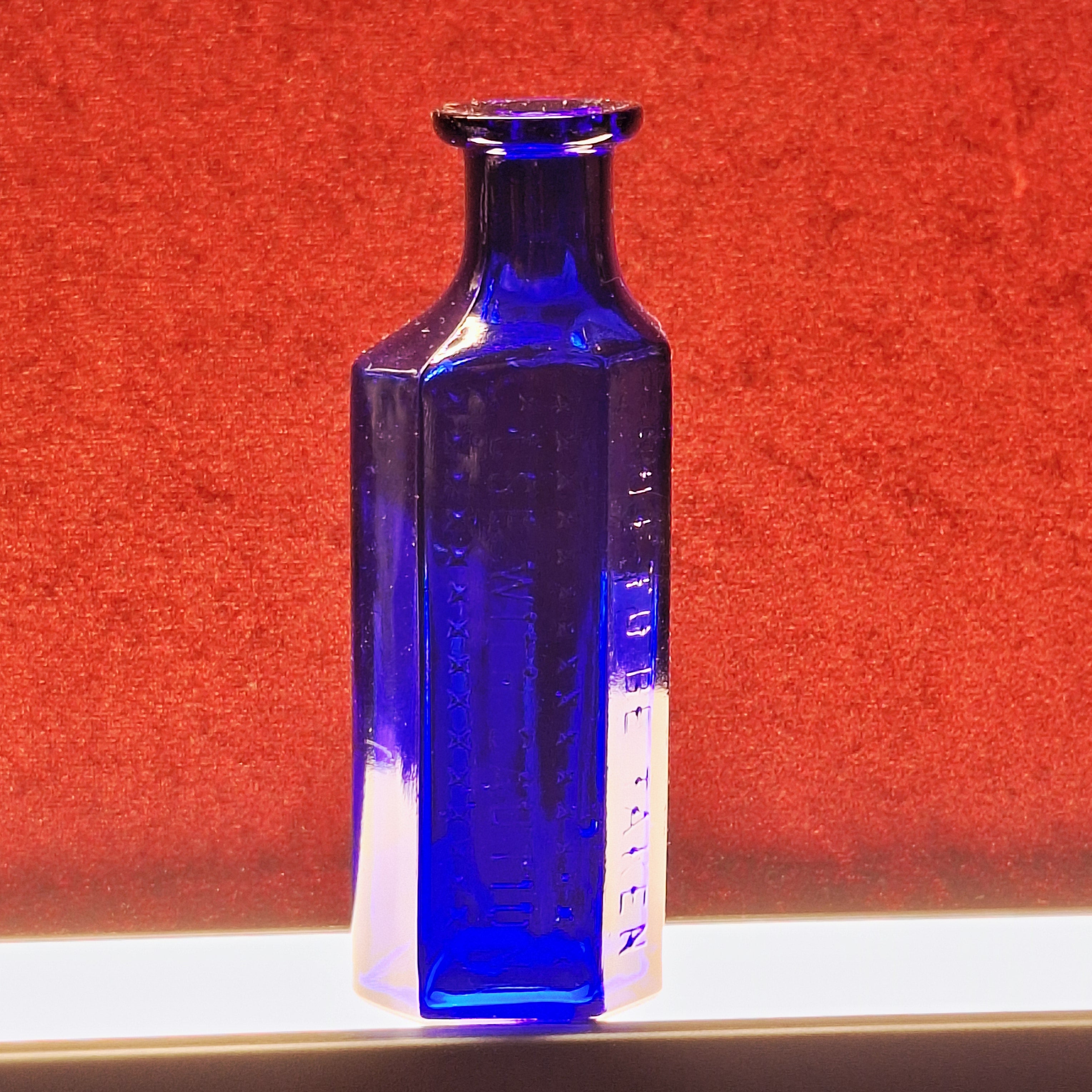 Antique Cobalt Poison Bottle, marked Caution, Not to be taken, and POISON | European Poison Bottle | 19th Century Bottle
