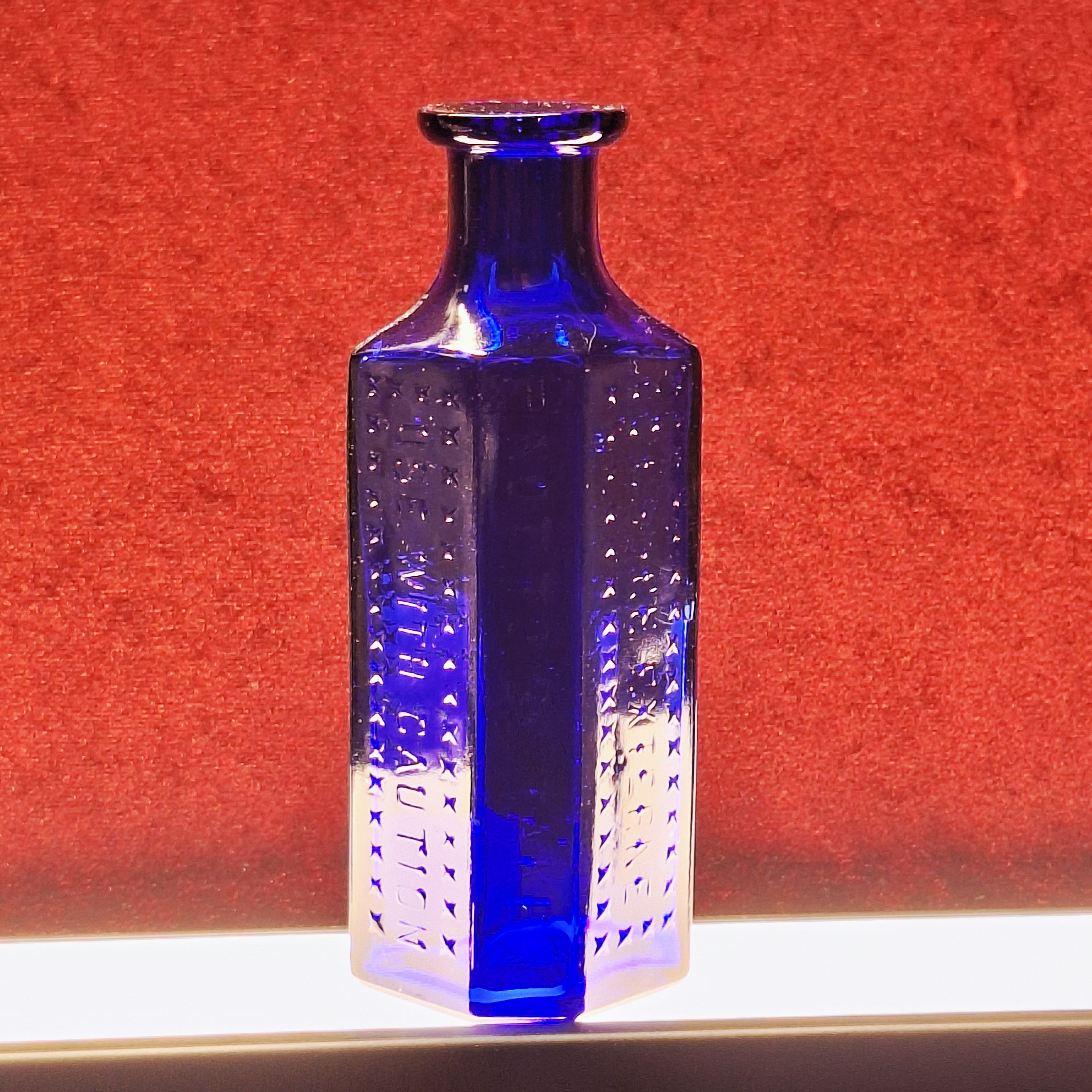 Antique Cobalt Poison Bottle, marked Caution, Not to be taken, and POISON | European Poison Bottle | 19th Century Bottle
