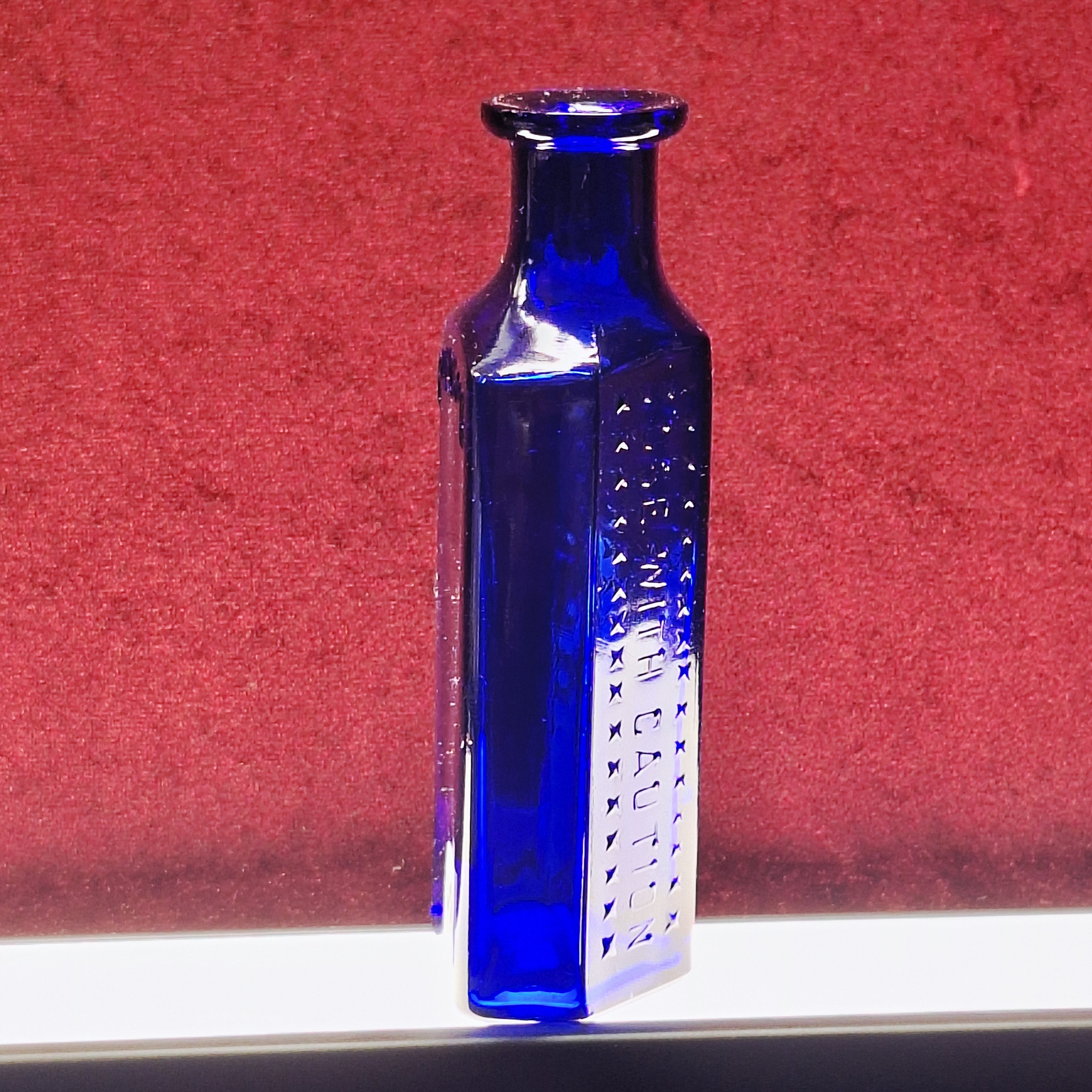 Antique Cobalt Poison Bottle, marked Caution, Not to be taken, and POISON | European Poison Bottle | 19th Century Bottle