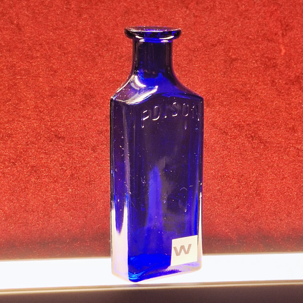 Antique Cobalt Poison Bottle, marked Caution, Not to be taken, and POISON | European Poison Bottle | 19th Century Bottle