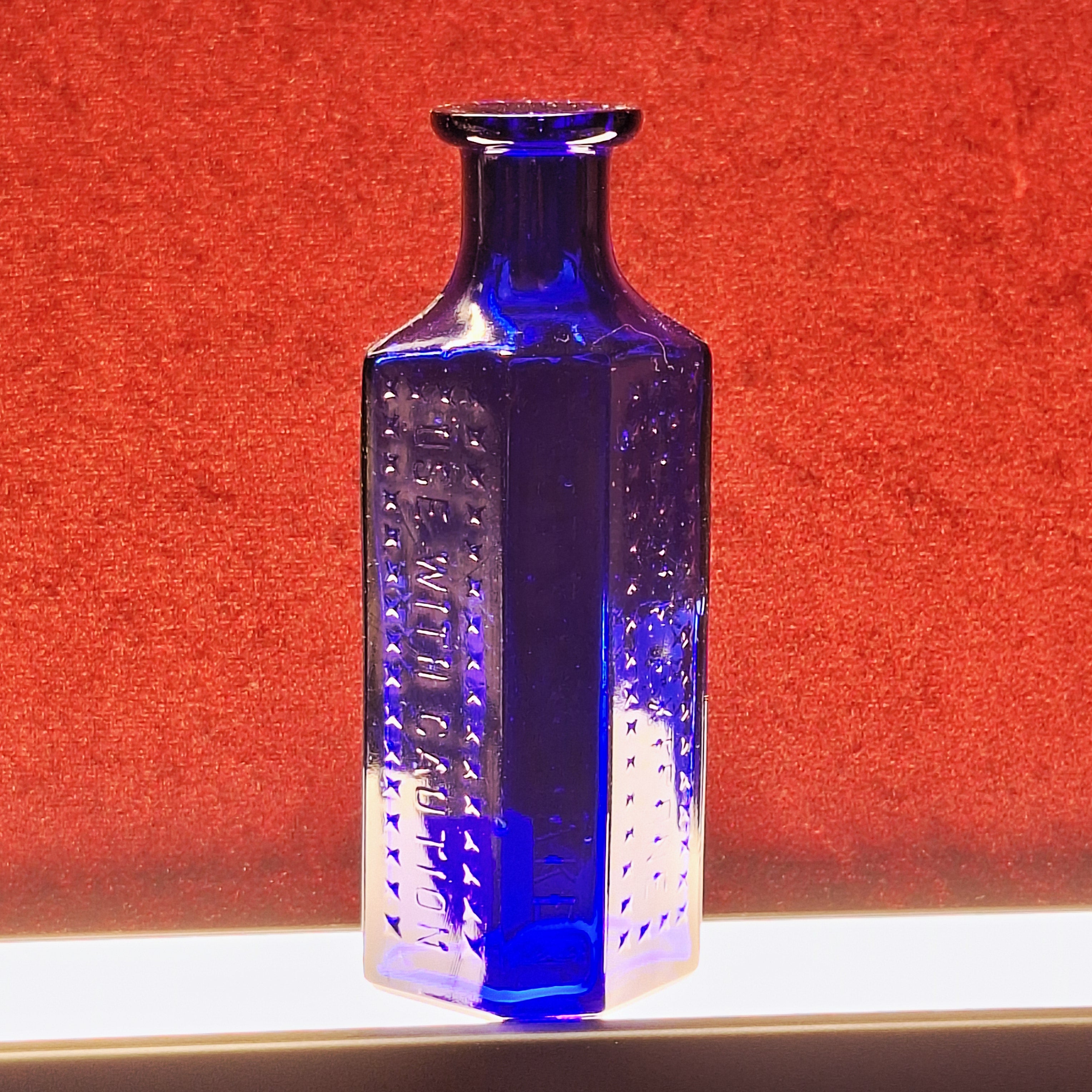 Antique Cobalt Poison Bottle, marked Caution, Not to be taken, and POISON | European Poison Bottle | 19th Century Bottle