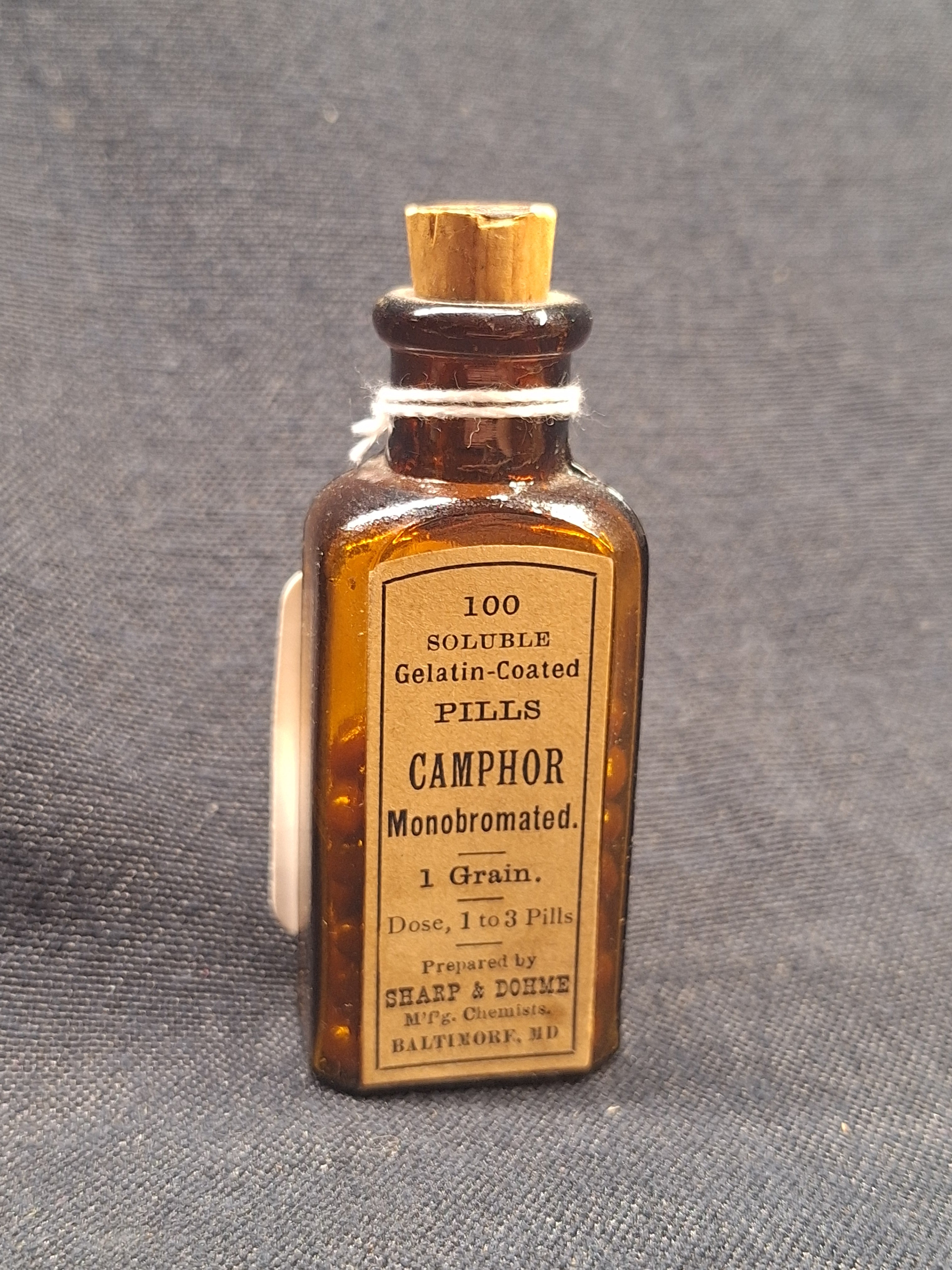 Antique Apothecary Bottle - Camphor Monobromated, Sharp & Dohme
