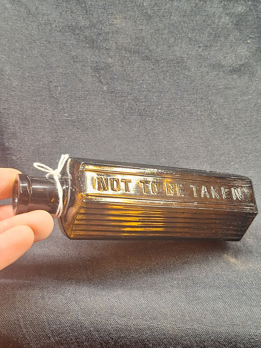 Antique European Amber Poison Bottle - "Not To Be Taken"