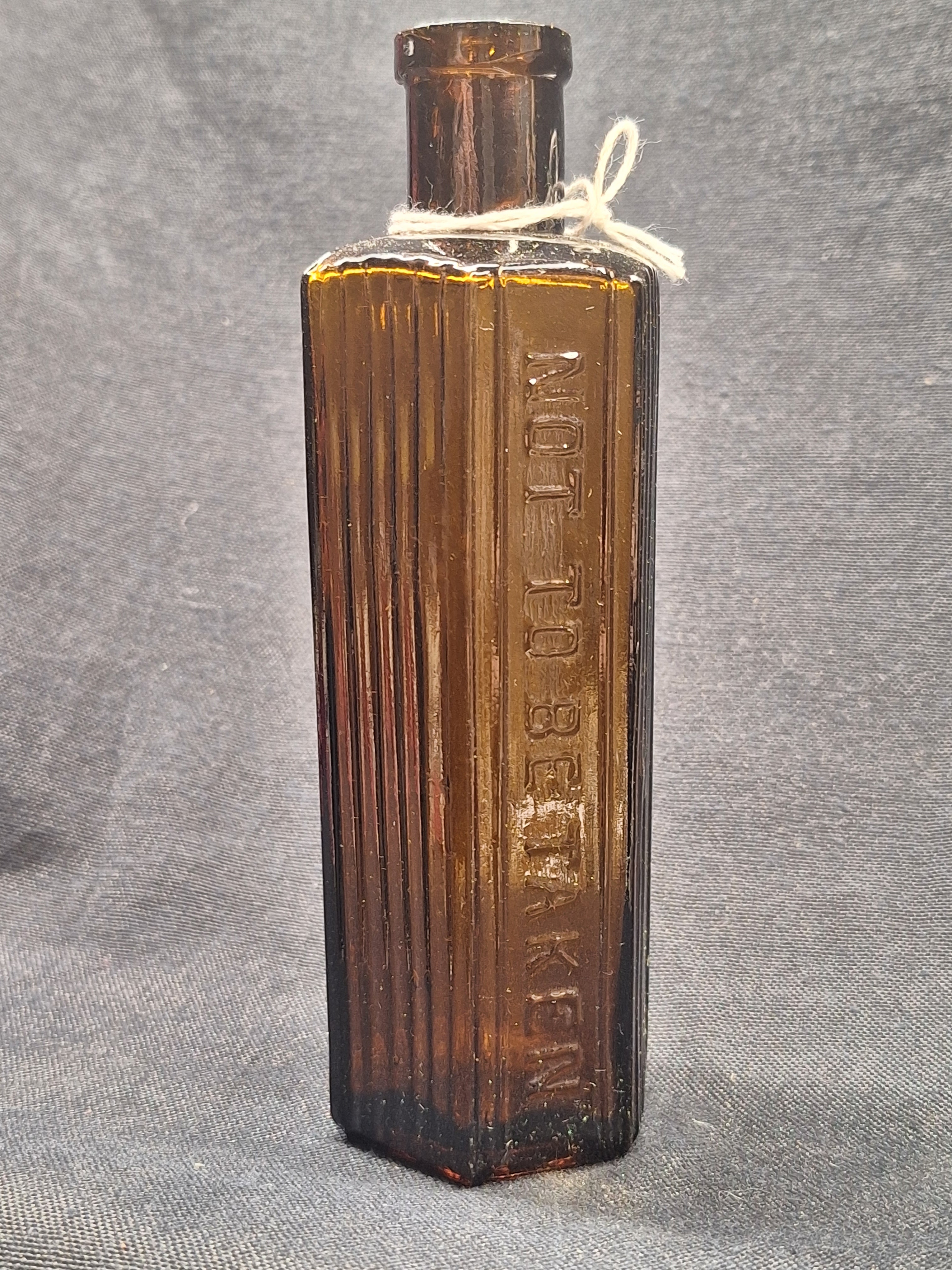 Antique European Amber Poison Bottle - "Not To Be Taken"