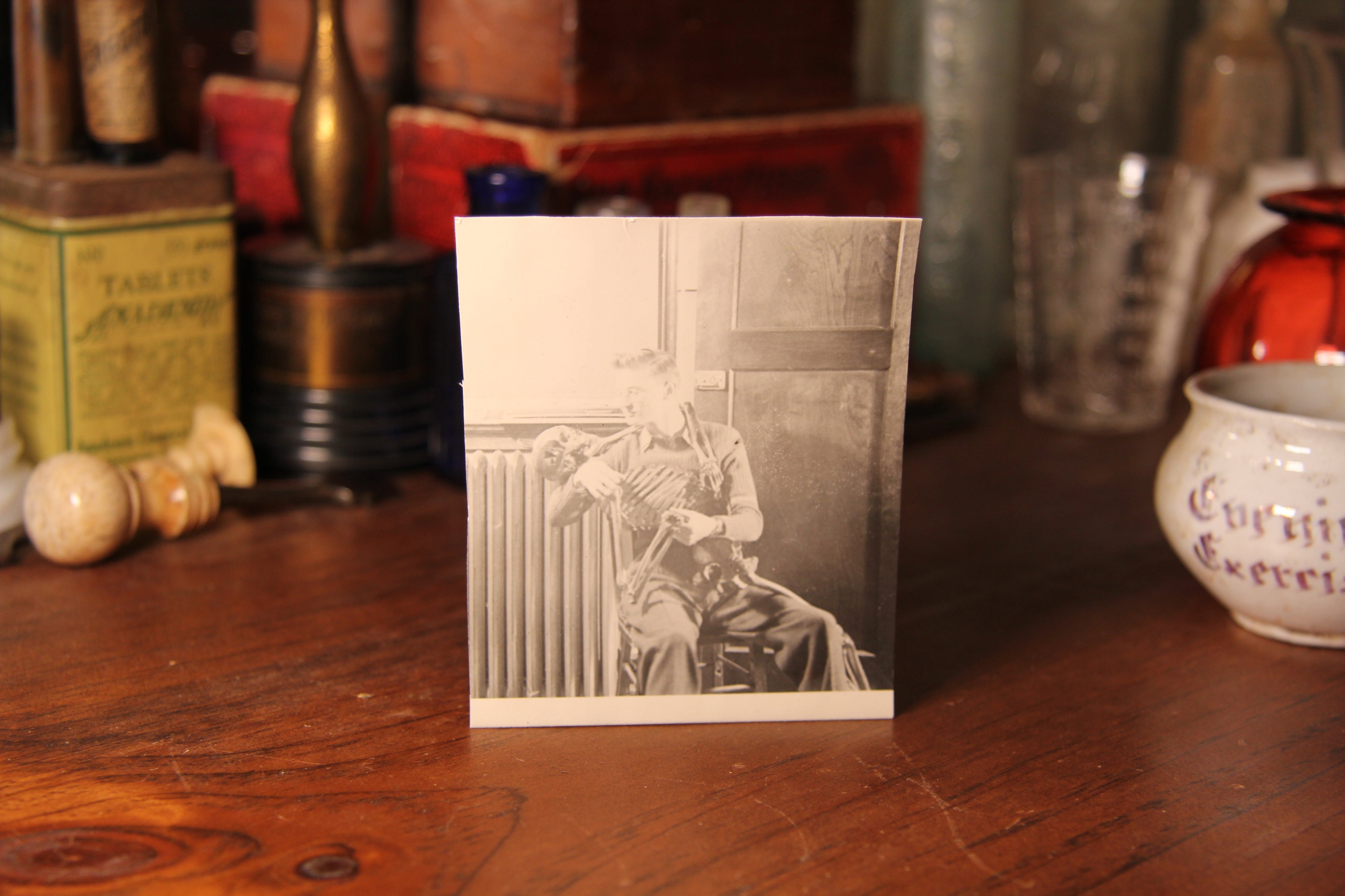 Antique Notre Dame University Biology Dept, Students with Human Bones Original Photograph RARE