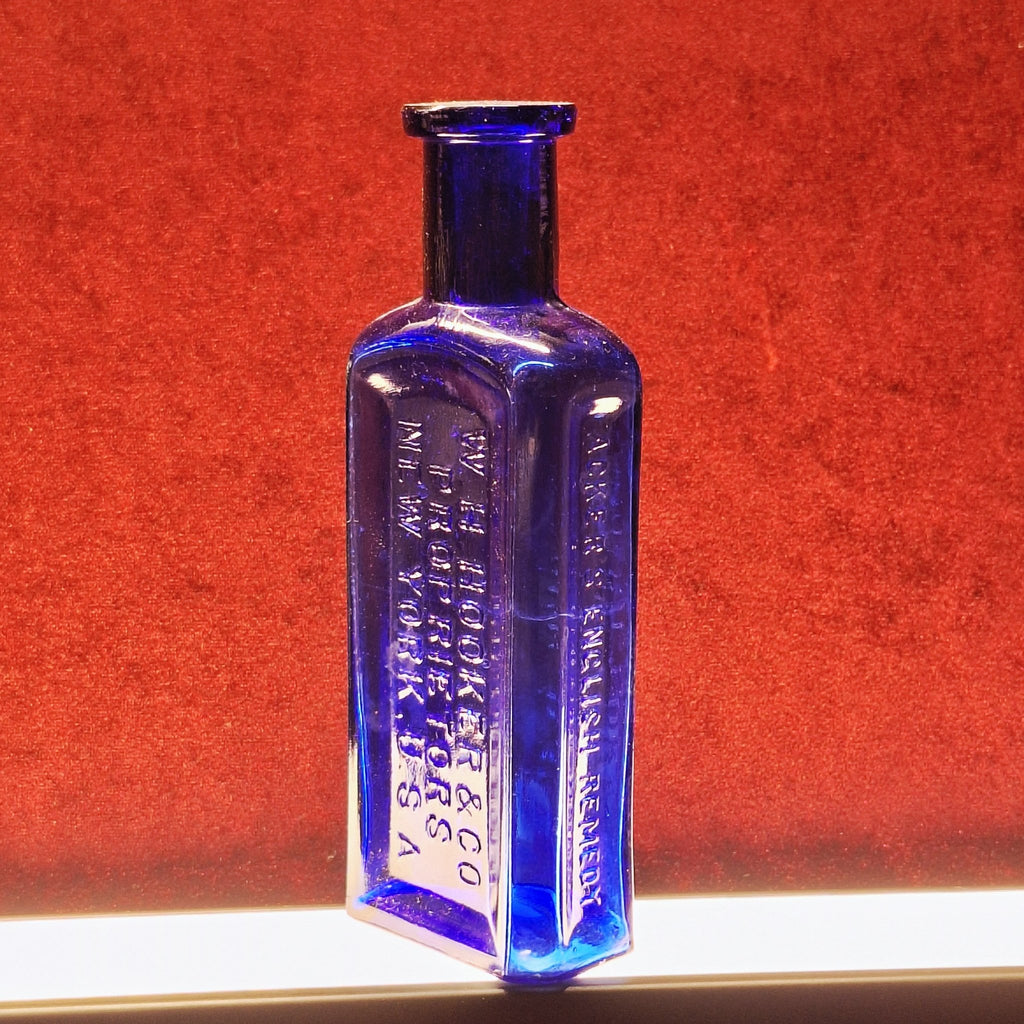 Antique Acker’s English Remedy Cobalt Blue Medicine Bottle – W.H. Hooker & Co. New York, 1800s Patent Medicine - Exquisite Dark Curio