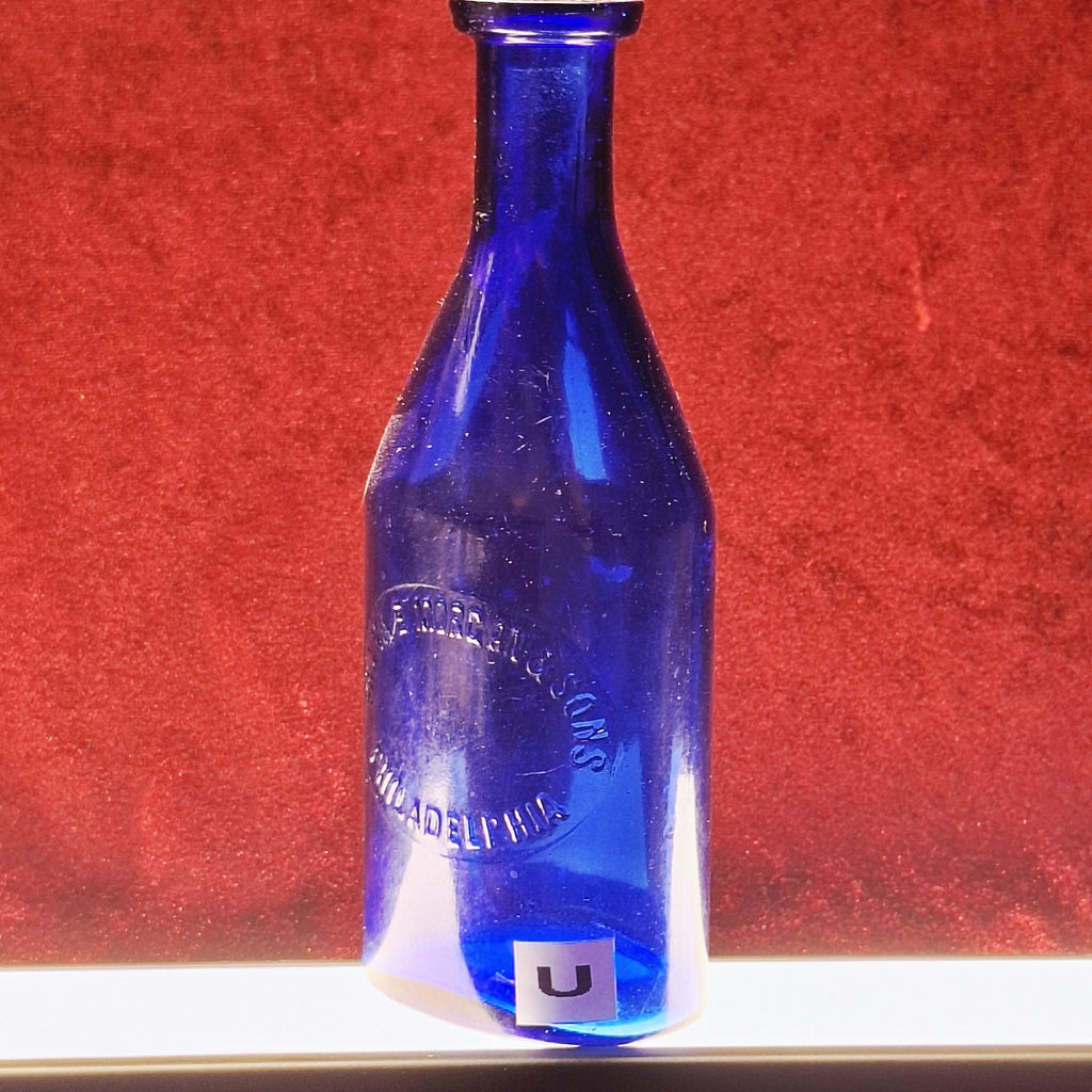 Antique Frank E. Morgan & Sons Cobalt Blue Bottle – Philadelphia Apothecary, 19th–Early 20th Century - Exquisite Dark Curio