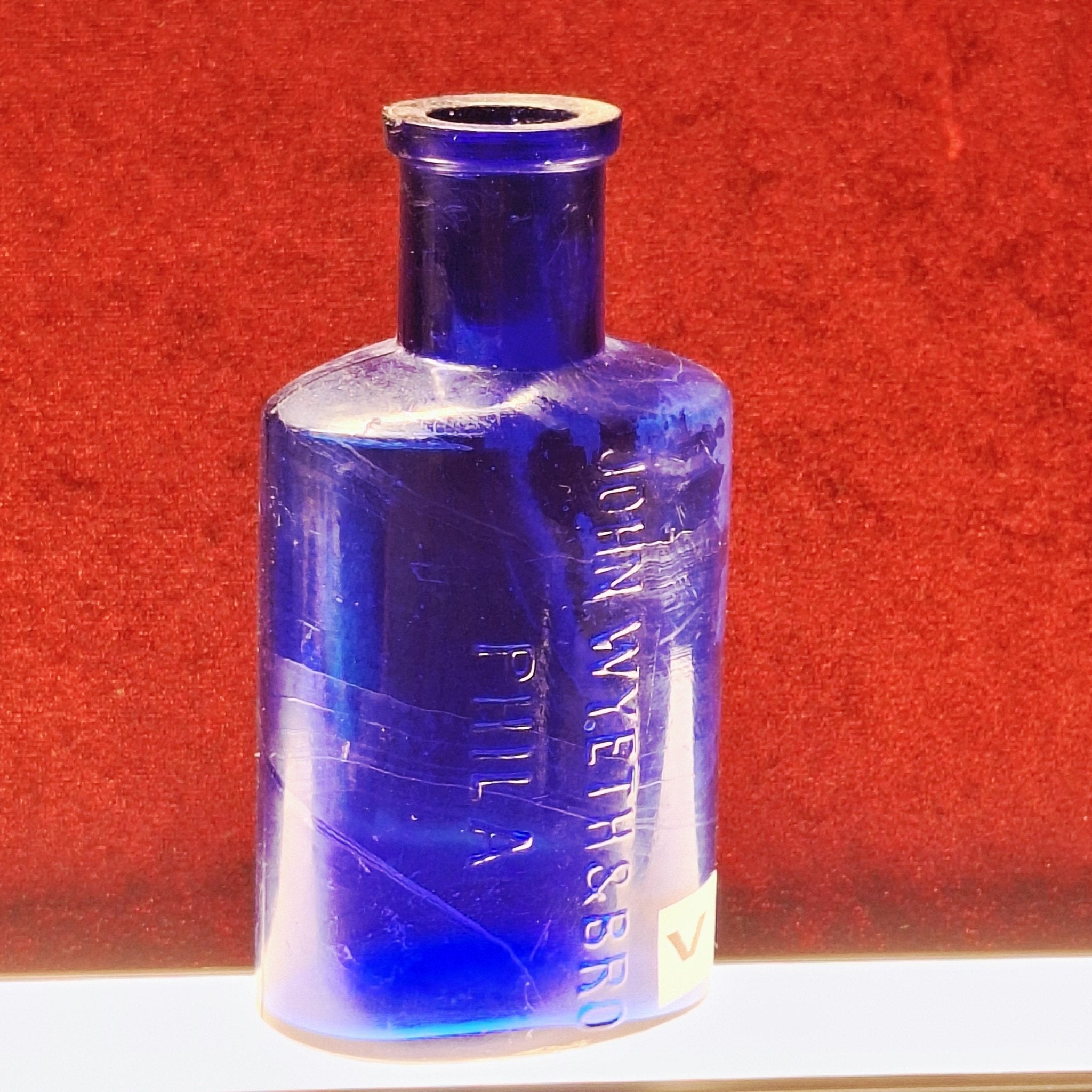 Antique John Wyeth & Bro. Light Cobalt Poison Bottle – Early Wyeth Pharmaceutical, Philadelphia 1800s - Exquisite Dark Curio