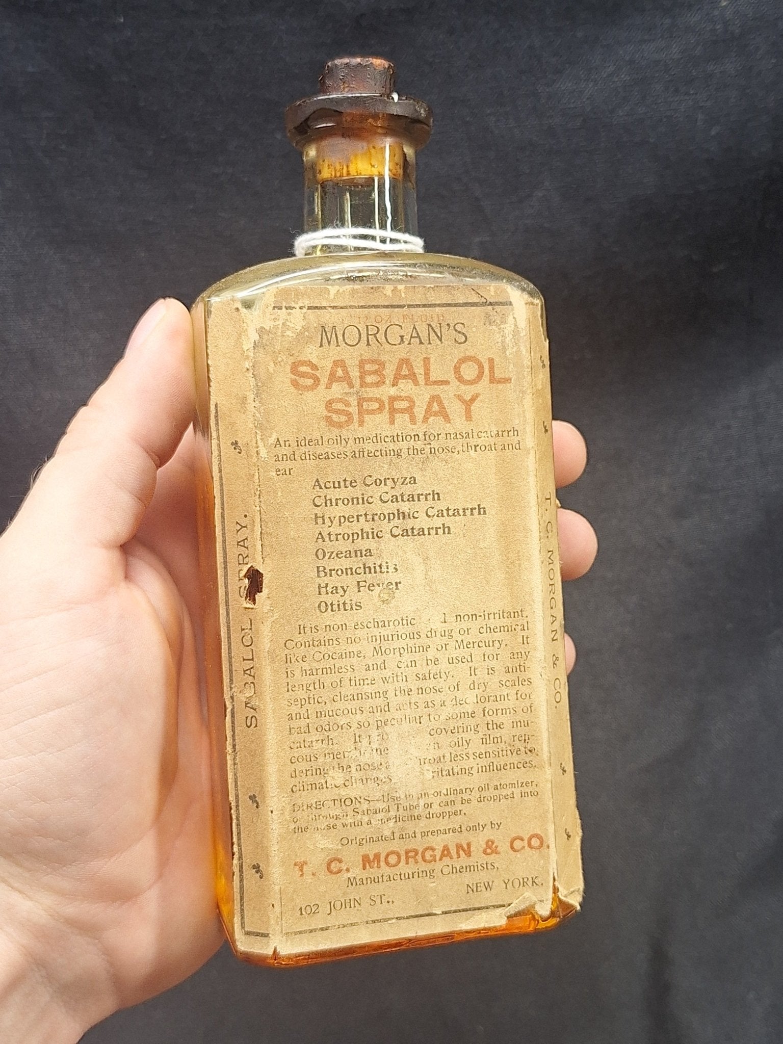 Antique Quack Medicine - Morgan's Sabalol Spray - Exquisite Dark Curio