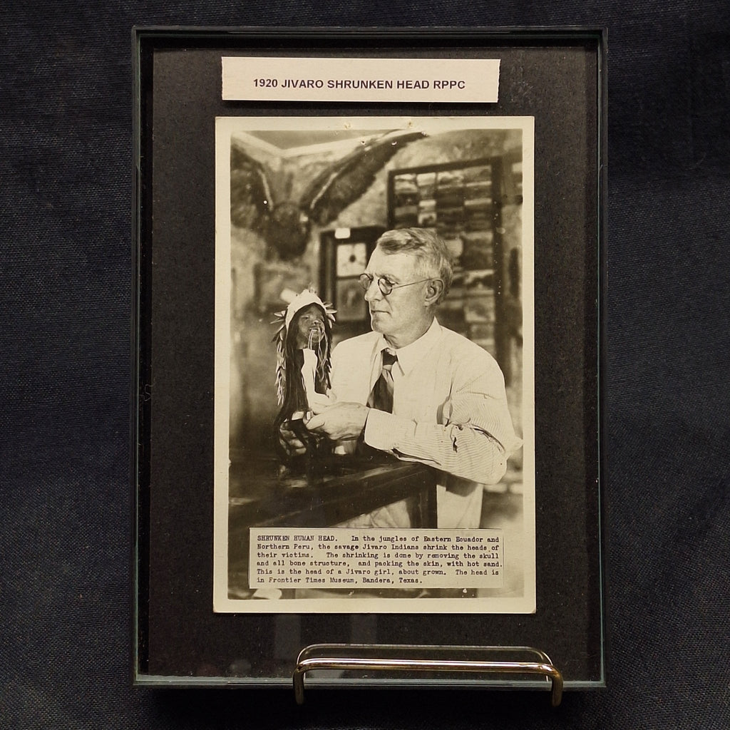 Antique Real Photo Post Card of a Shrunken Head - Exquisite Dark Curio