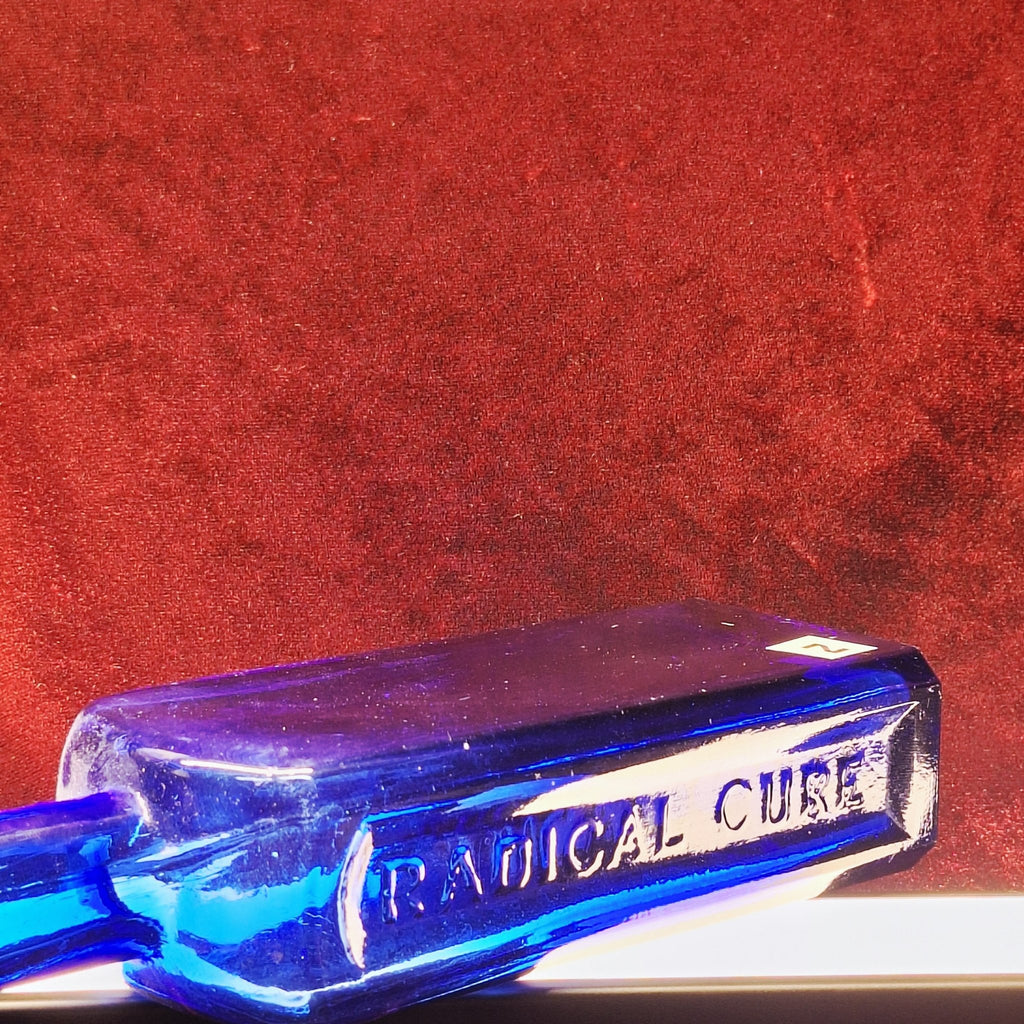 Antique Sanford’s Radical Cure Cobalt Blue Bottle – Late 19th Century Patent Medicine - Exquisite Dark Curio