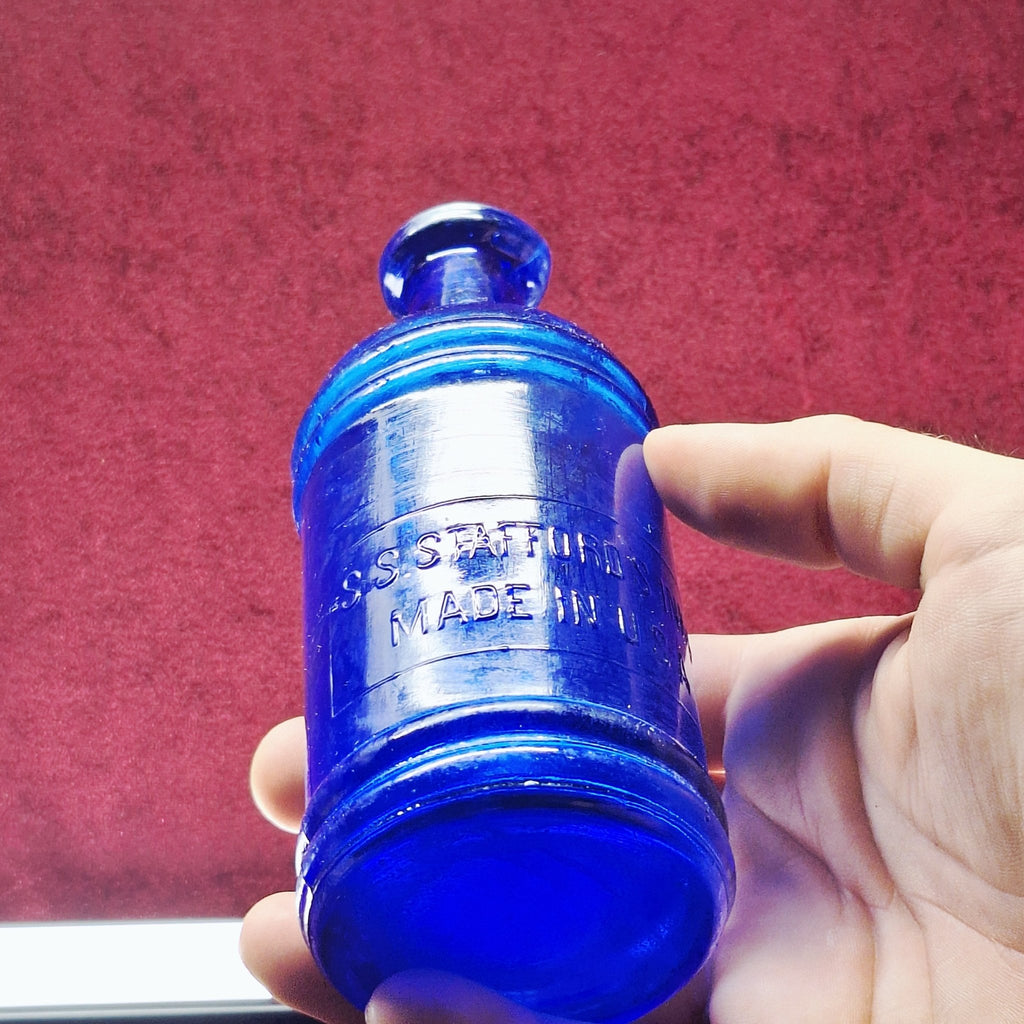 Antique S.S. Stafford’s Inks Master Bottle – Early 1900s Writing Desk Glass Collectible - Exquisite Dark Curio