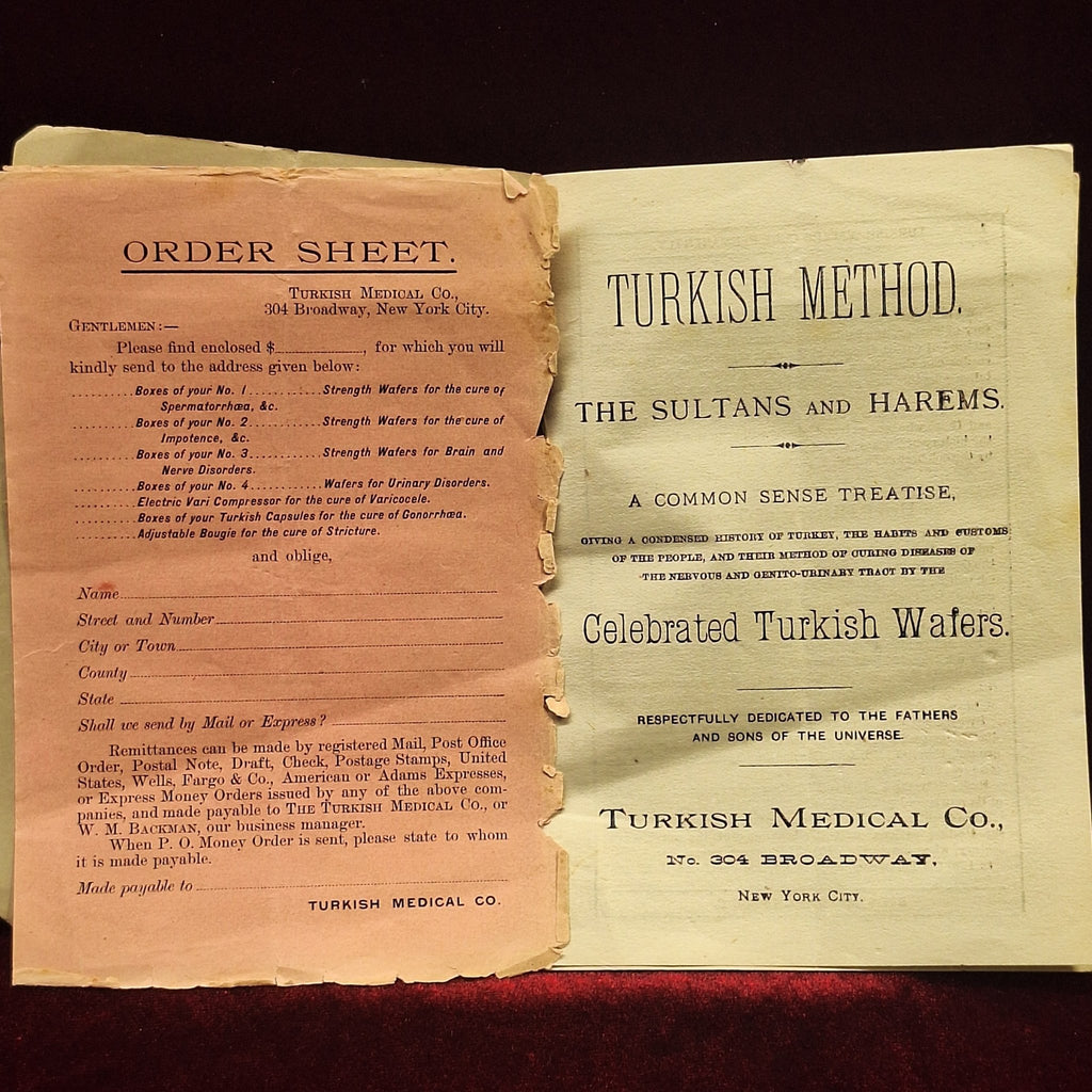 Antique Turkish Method Advertisement and Order Book "The Sultans and Harems" - Exquisite Dark Curio