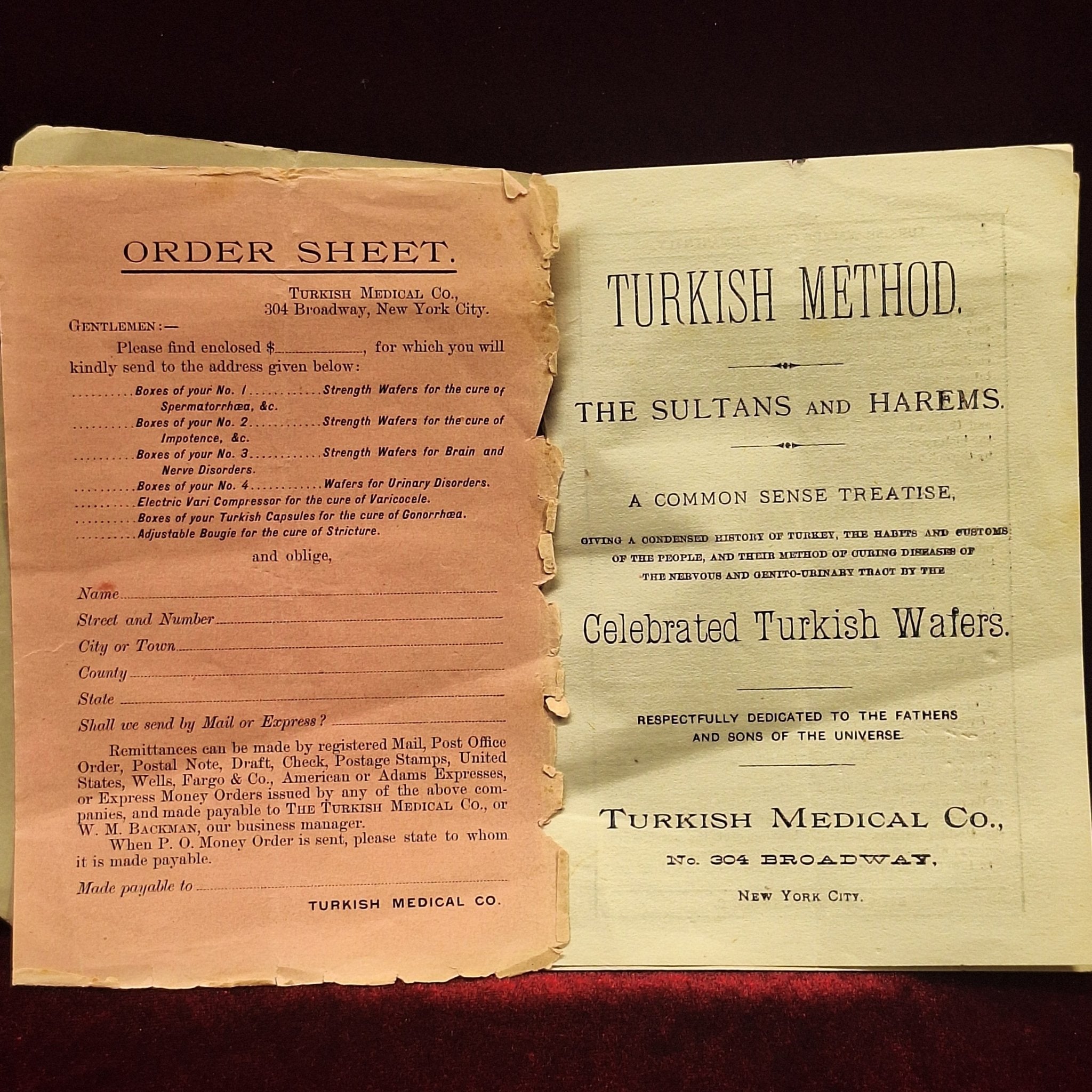 Antique Turkish Method Advertisement and Order Book "The Sultans and Harems" - Exquisite Dark Curio