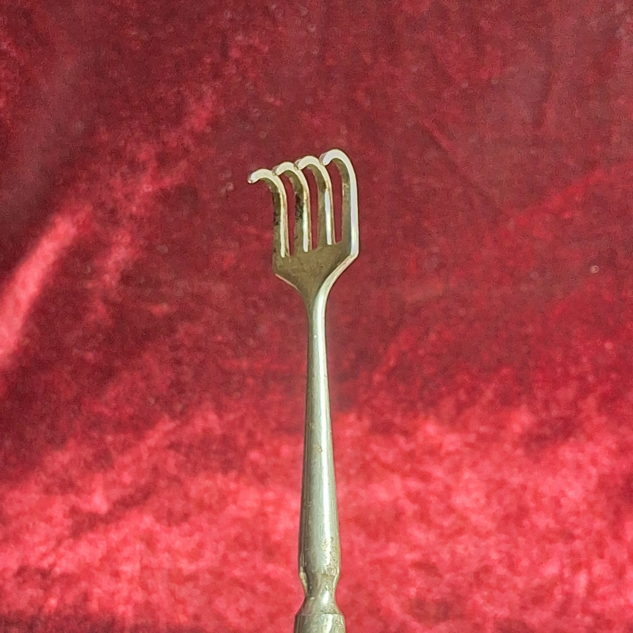 Antique Volkmann’s Sharp Retractor – Nickel - Plated Surgical Rake (1880–1930) Hooked - Exquisite Dark Curio