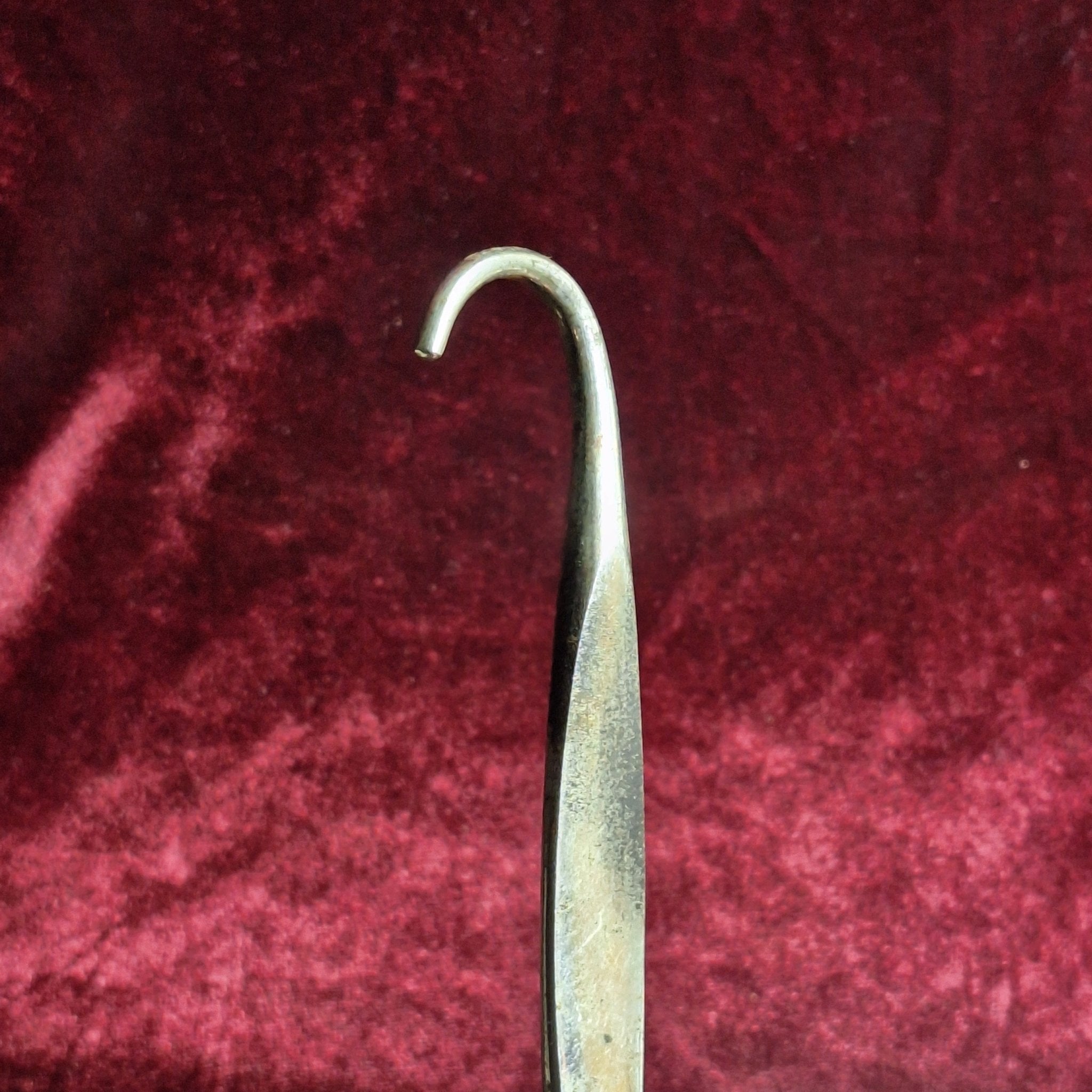 Antique Volkmann’s Sharp Retractor – Nickel - Plated Surgical Rake (1880–1930) Hooked - Exquisite Dark Curio