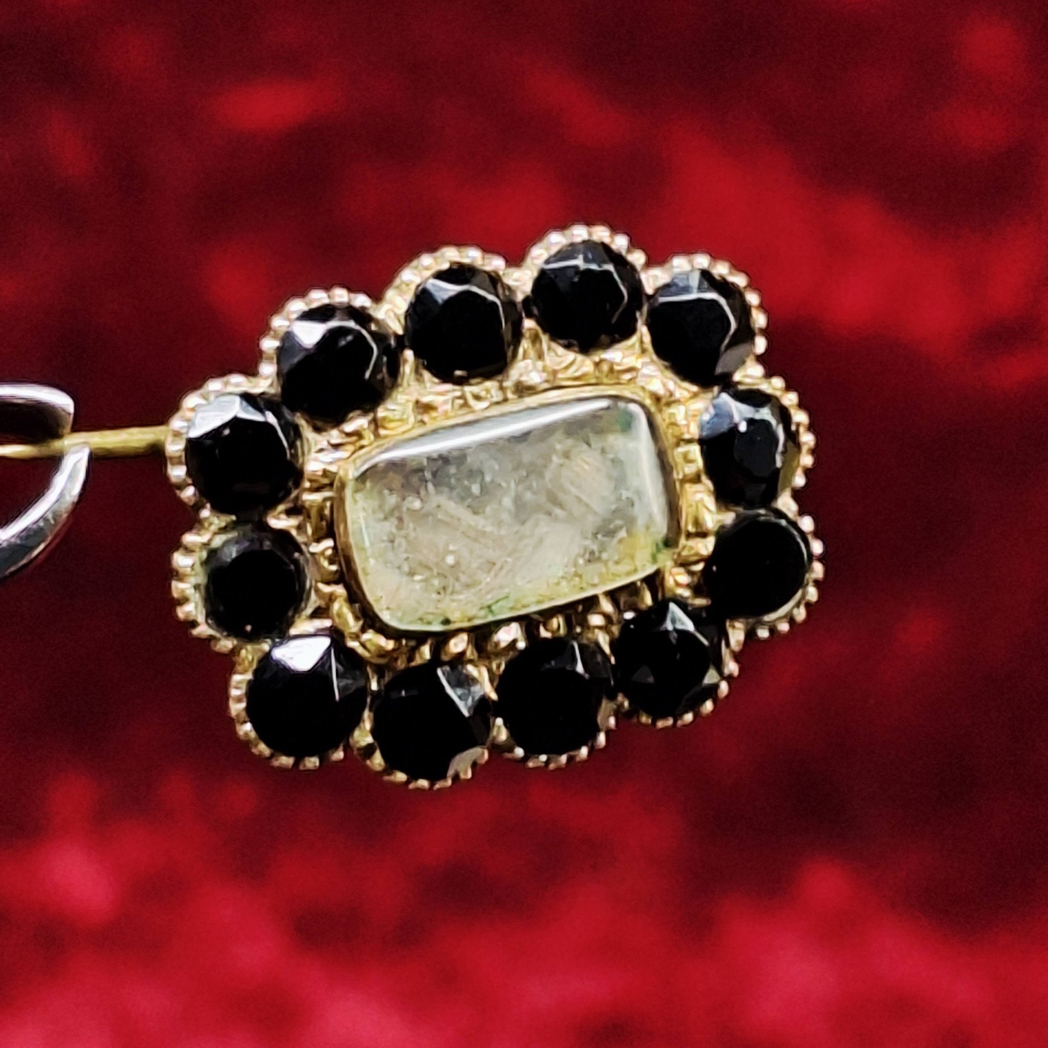 c1828 Georgian Mourning Hair Brooch - Exquisite Dark Curio