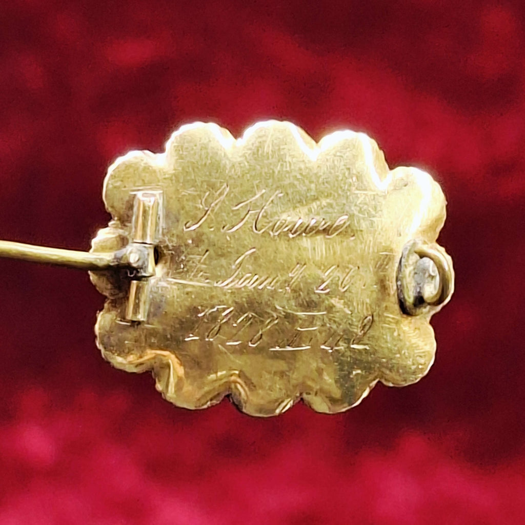 c1828 Georgian Mourning Hair Brooch - Exquisite Dark Curio