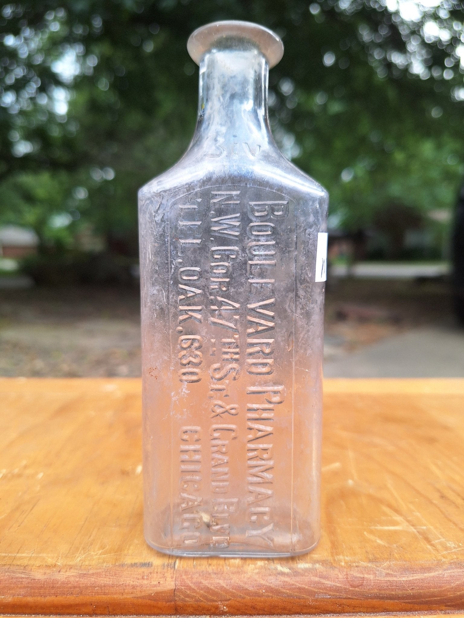 c1880 Boulevard Pharmacy Bottle, Chicago IL | Antique Apothecary - Exquisite Dark Curio