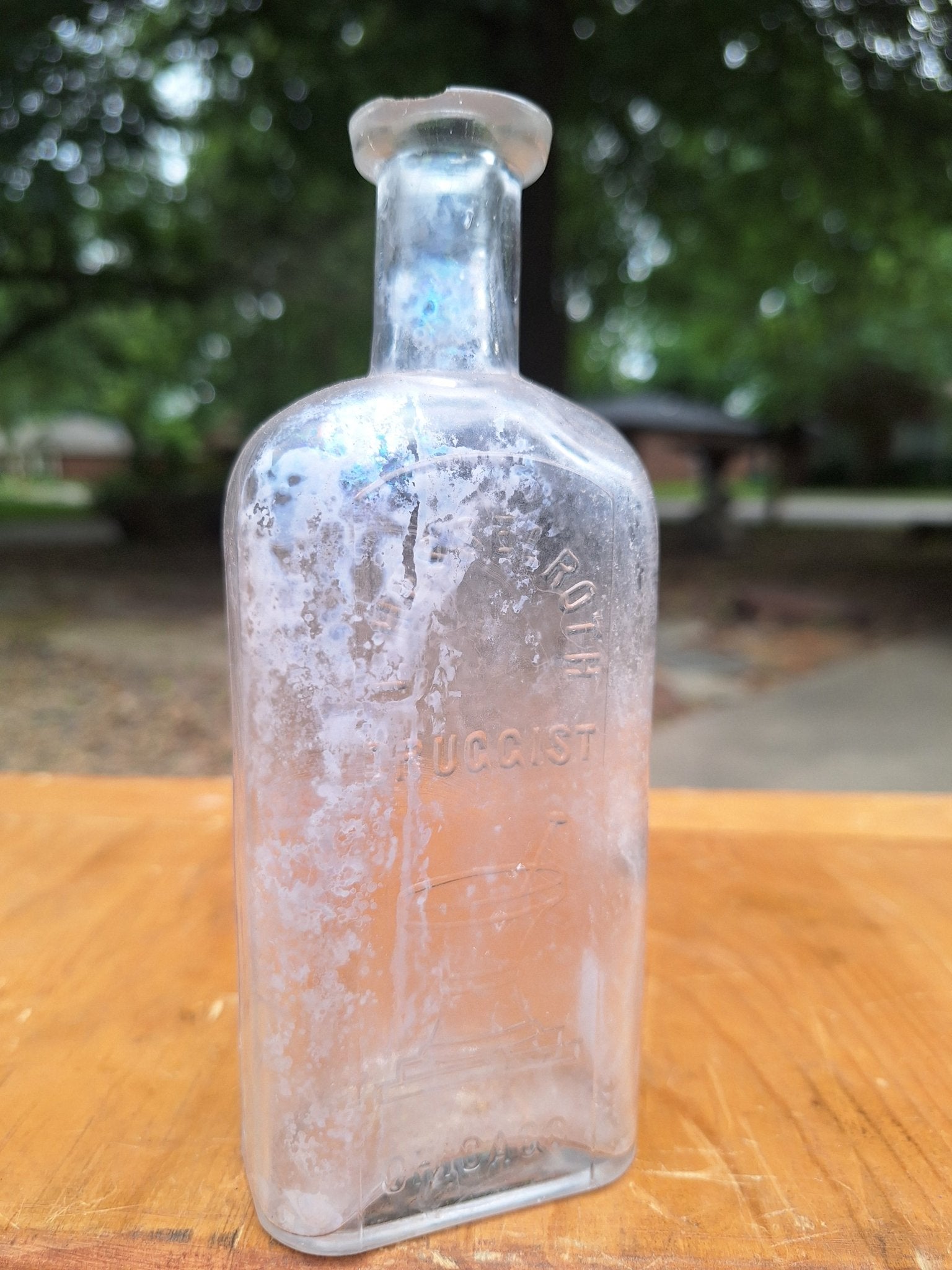 c1880 L. Hessel Roth Druggist Clear Bottle | Antique Apothecary - Exquisite Dark Curio