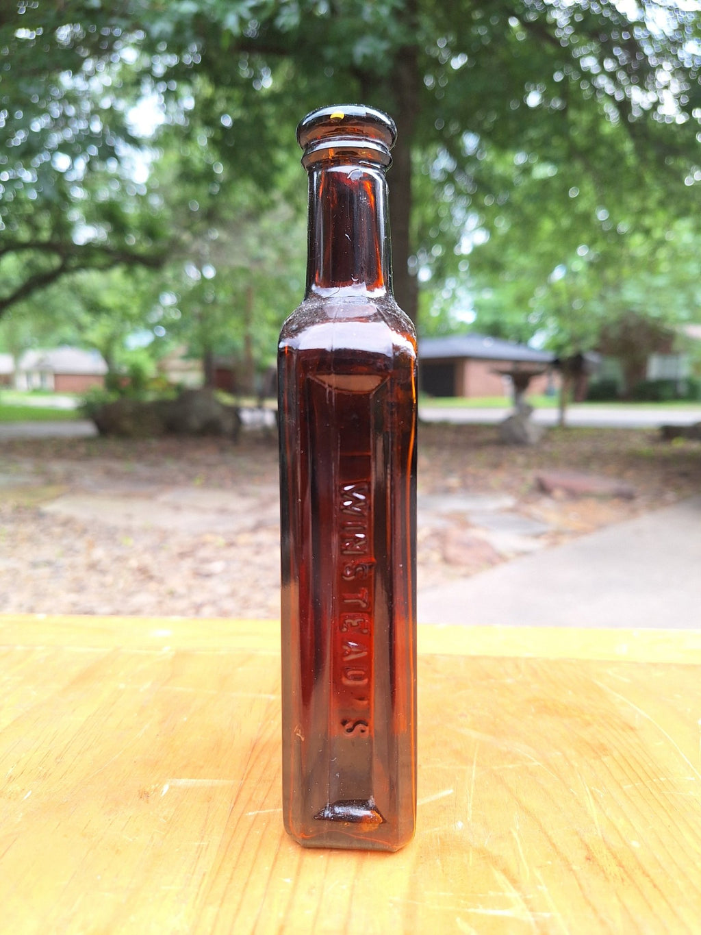 c1880 Lax - Fos Winsteads Amber Bottle | Antique Apothecary - Exquisite Dark Curio