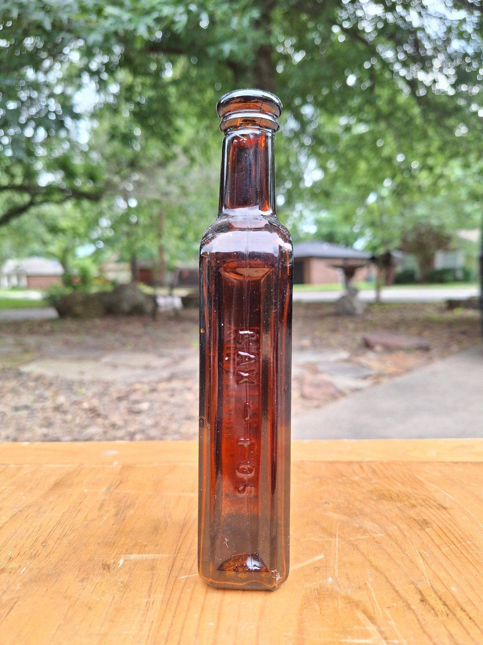 c1880 Lax - Fos Winsteads Amber Bottle | Antique Apothecary - Exquisite Dark Curio