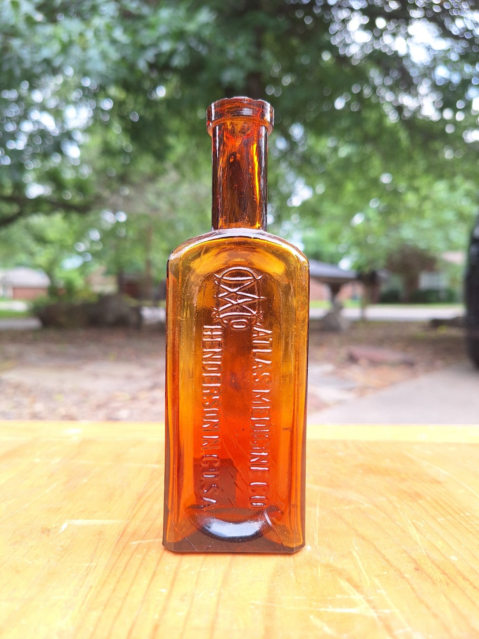 c1900 Atlas Medicine Amber Bottle| Antique Apothecary - Exquisite Dark Curio