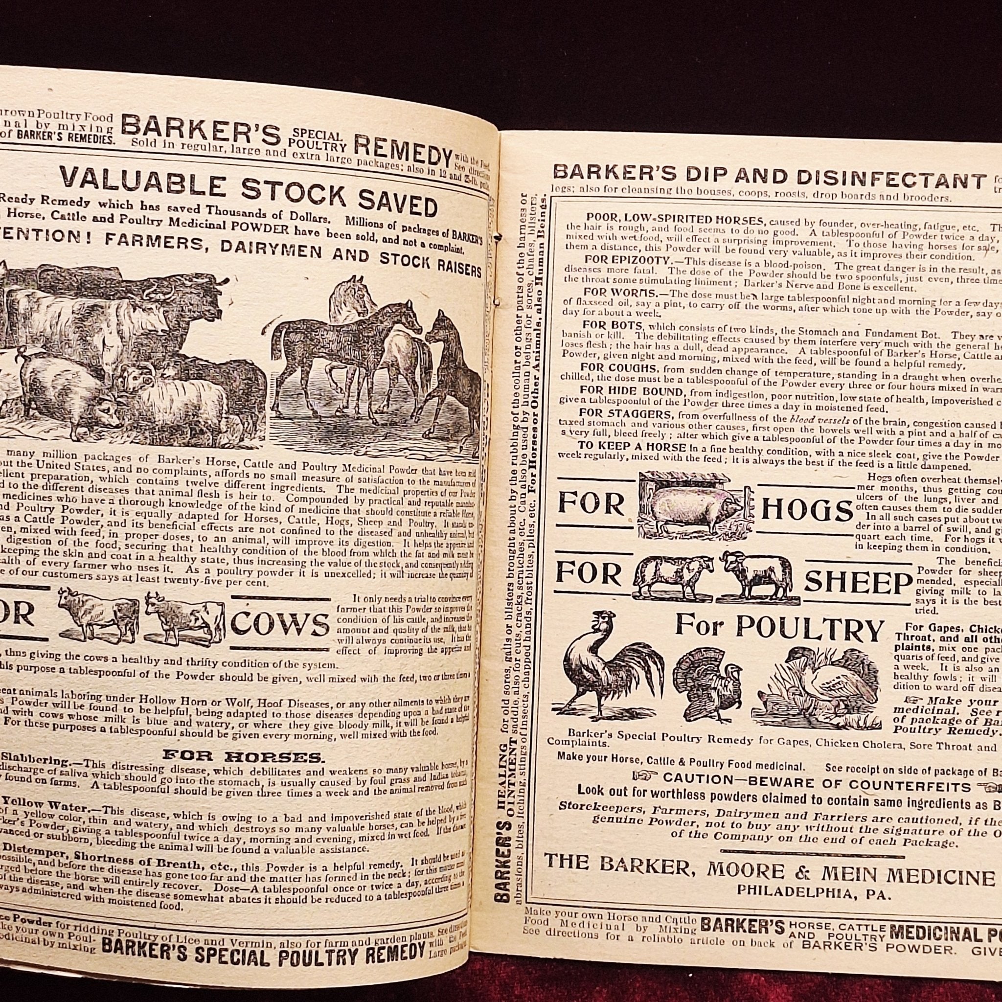 c1918 Barkers Liniment Almanac & Cookbook - Medicine Advertisements - Exquisite Dark Curio