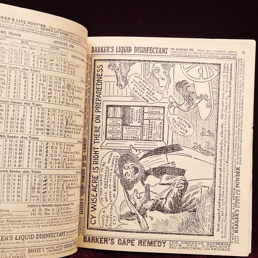 c1918 Barkers Liniment Almanac & Cookbook - Medicine Advertisements - Exquisite Dark Curio