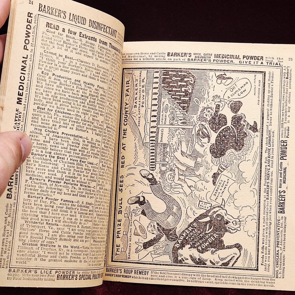 c1918 Barkers Liniment Almanac & Cookbook - Medicine Advertisements - Exquisite Dark Curio