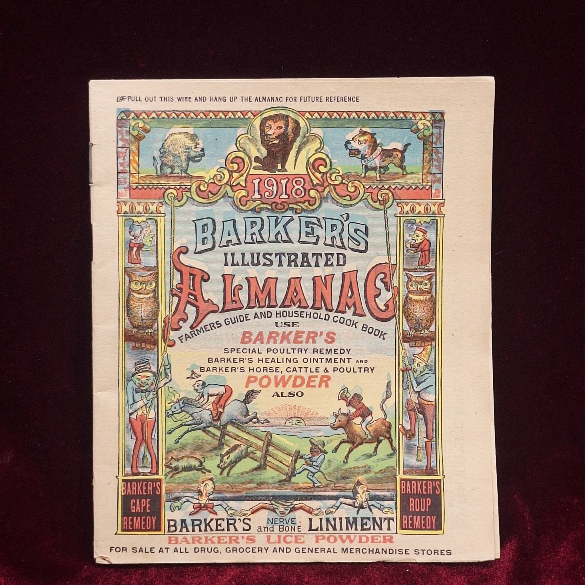c1918 Barkers Liniment Almanac & Cookbook - Medicine Advertisements - Exquisite Dark Curio