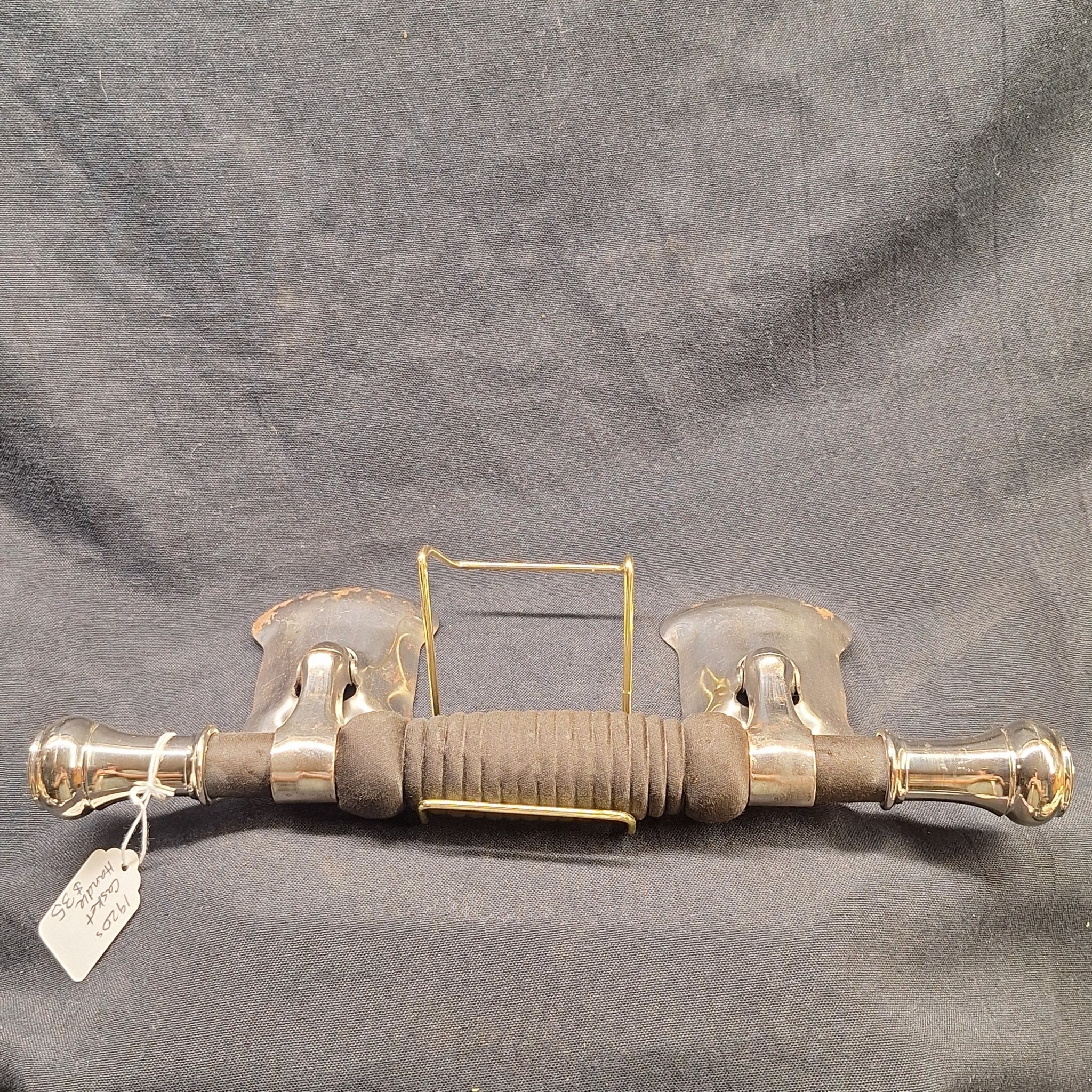 c1920 Metal and Fabric Casket Handle - Exquisite Dark Curio