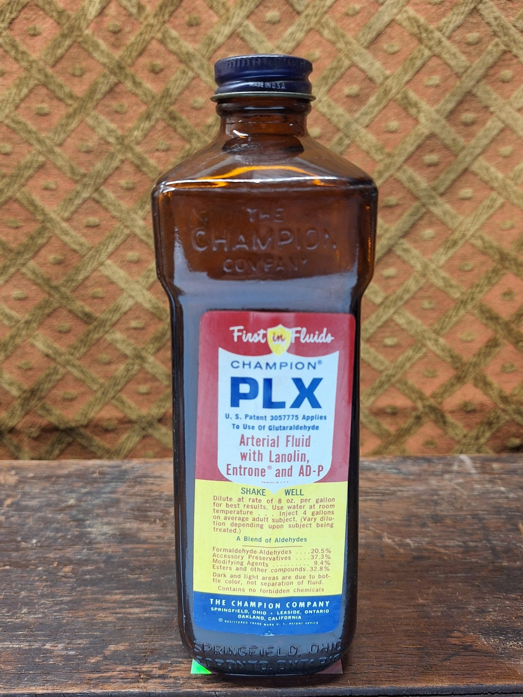 Champion First in Fluids PLX Vintage Embalming Bottle - Exquisite Dark Curio