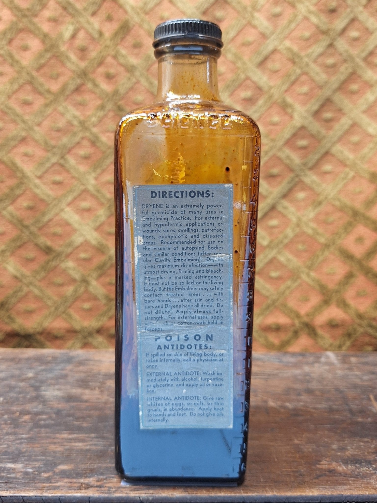 Dodge Dryene Antique Glass Embalming Bottle - Exquisite Dark Curio
