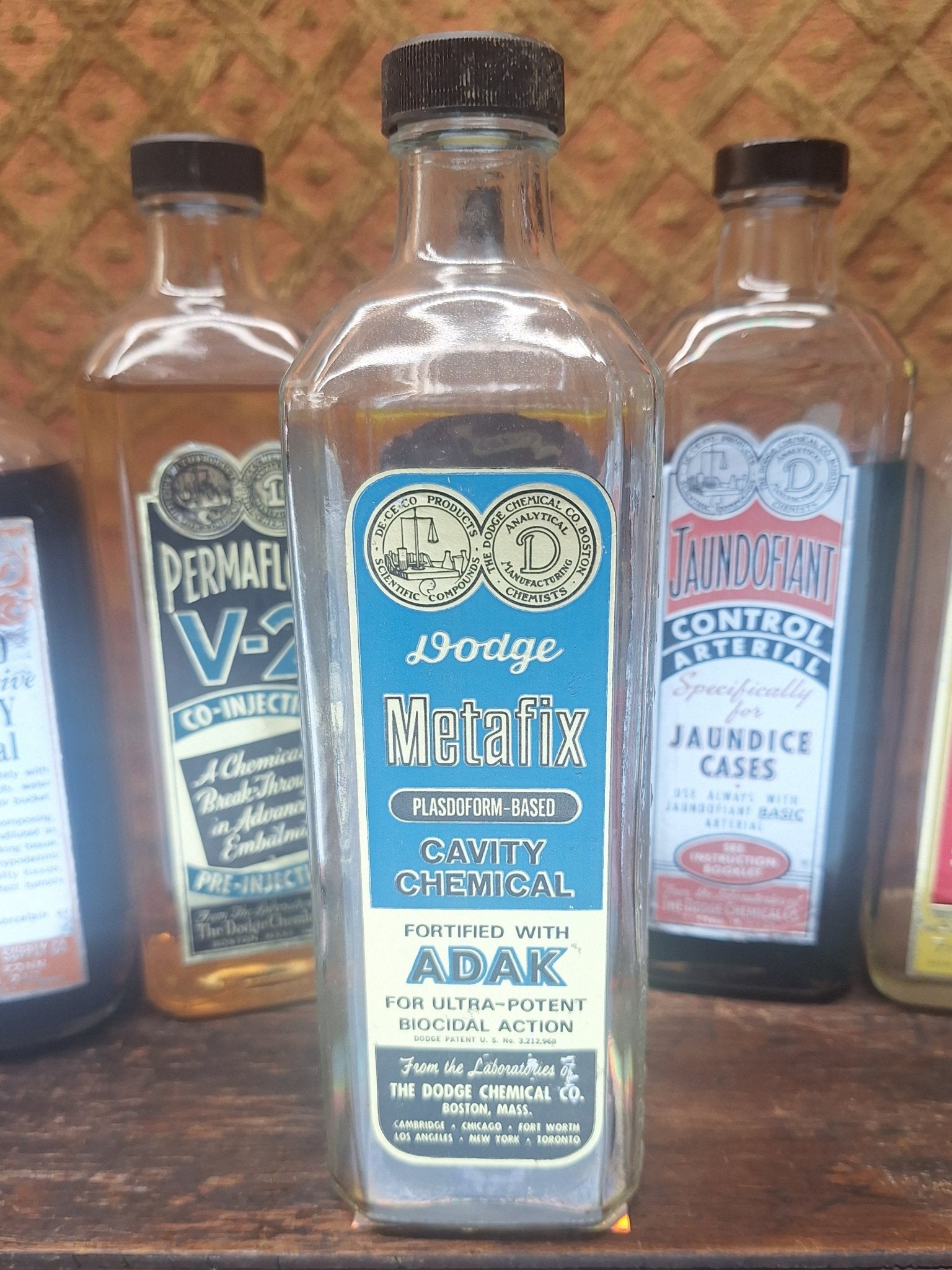 Dodge Metafix Antique Glass Embalming Bottle - Exquisite Dark Curio