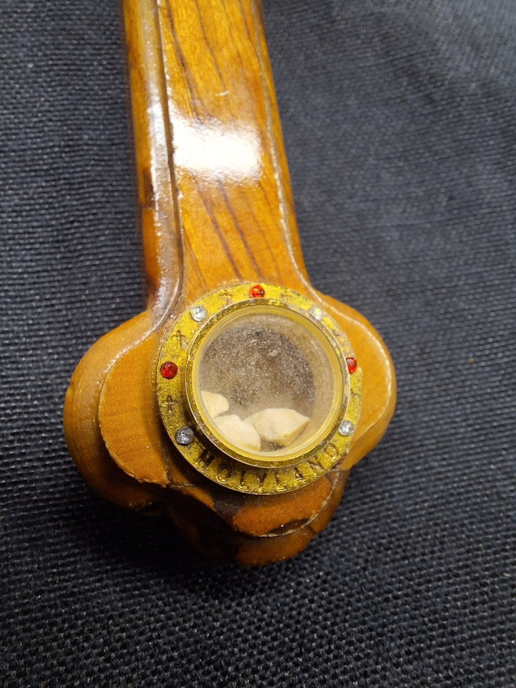 Hand Carved Holy Land "Four Stations" Olive Wood Classic Cross with Big Jesus Pewter Crucifix & Holy Soil Capsule - Exquisite Dark Curio