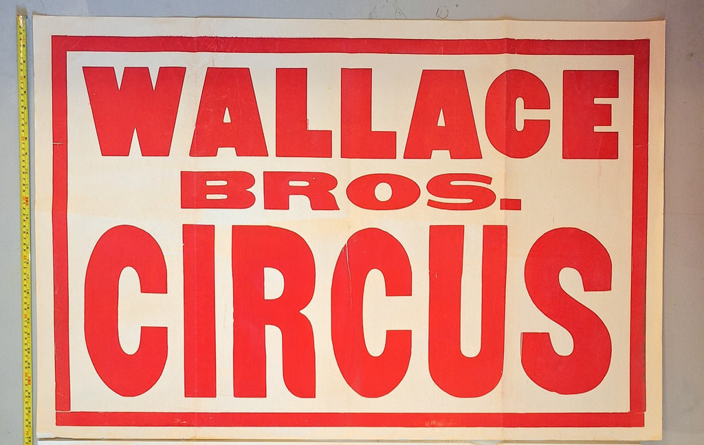 Large Paper Wallace Bro's Circus Poster c1950s - Exquisite Dark Curio