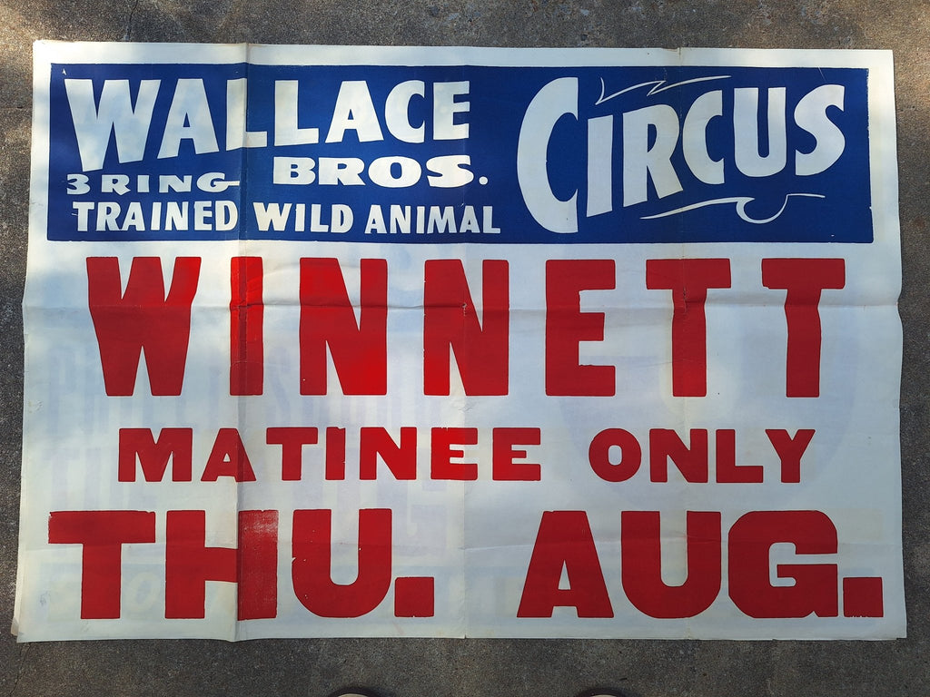 Large Paper Wallace Bro's Circus Poster c1950s - Exquisite Dark Curio
