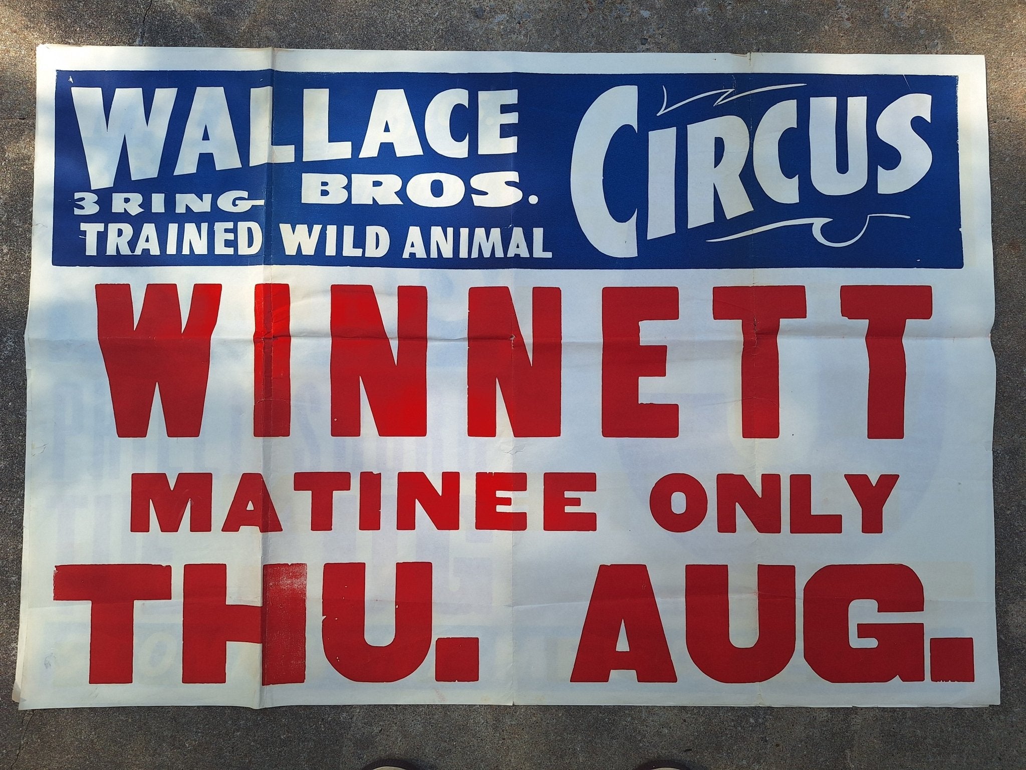 Large Paper Wallace Bro's Circus Poster c1950s - Exquisite Dark Curio