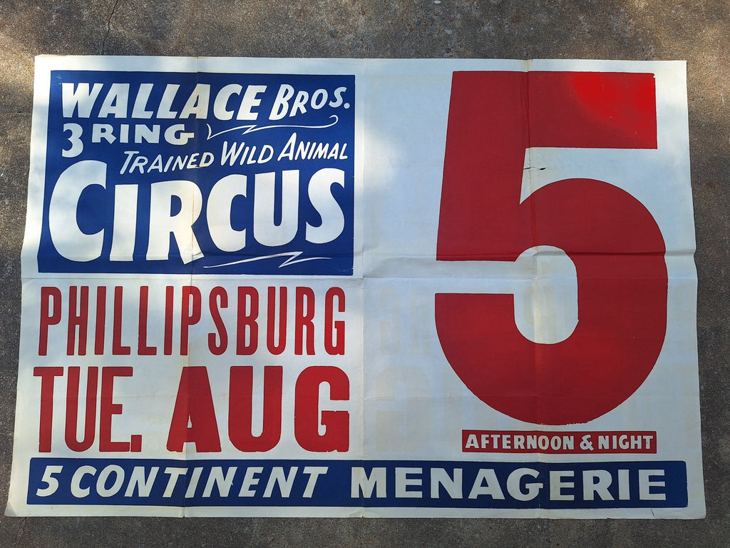 Large Paper Wallace Bro's Circus Poster c1950s - Exquisite Dark Curio