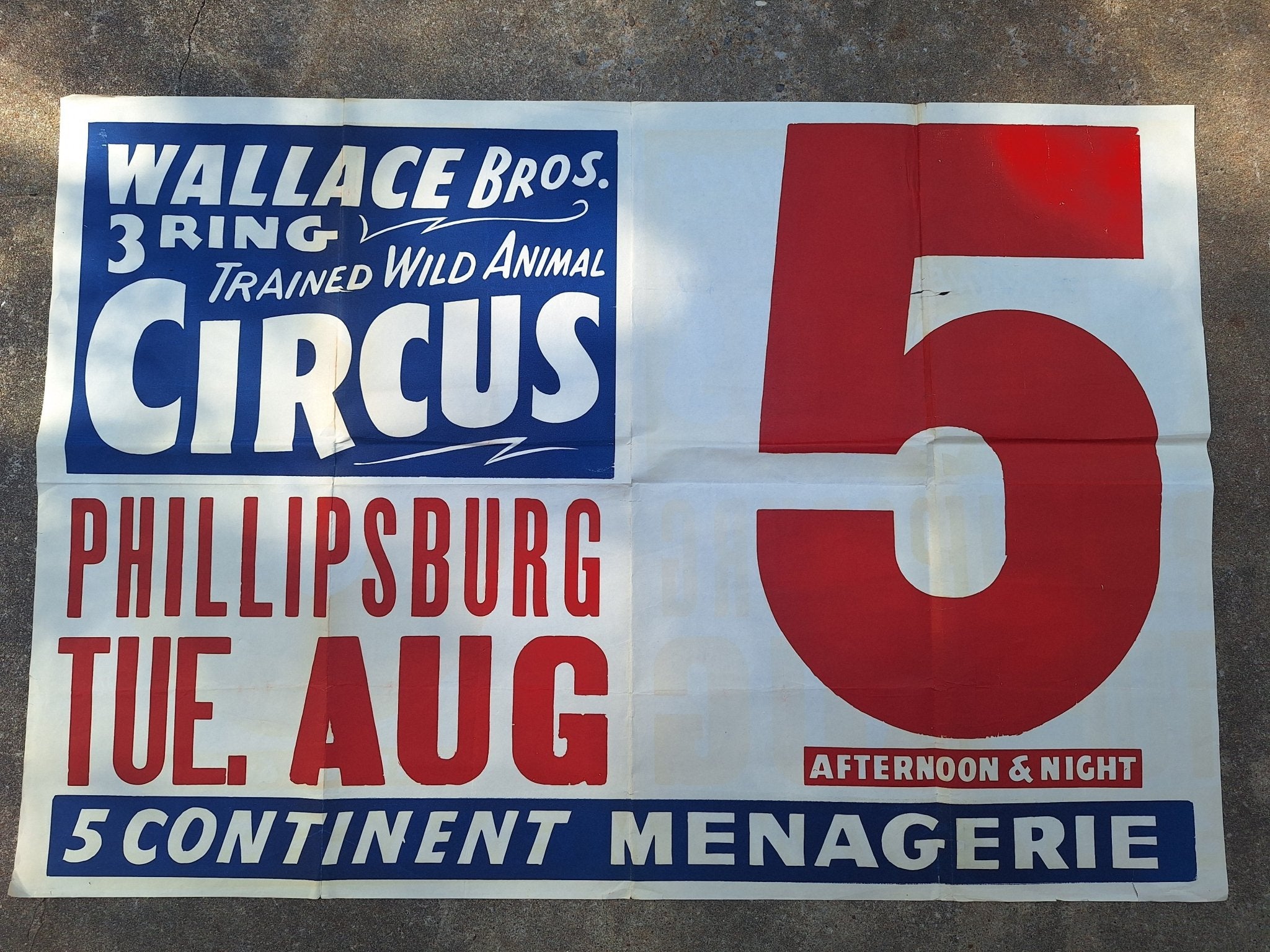 Large Paper Wallace Bro's Circus Poster c1950s - Exquisite Dark Curio