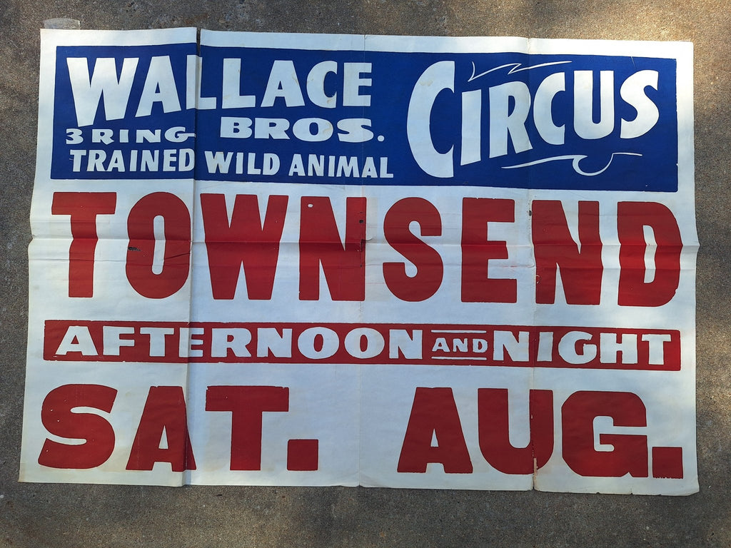 Large Paper Wallace Bro's Circus Poster c1950s - Exquisite Dark Curio