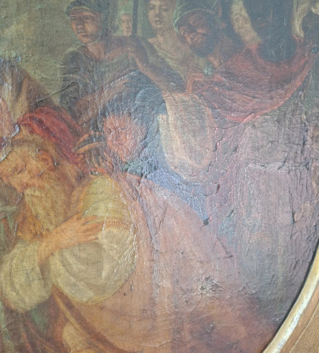 Early 19th Century 'Adoration of the Magi' Christ and Madonna Oil Painting